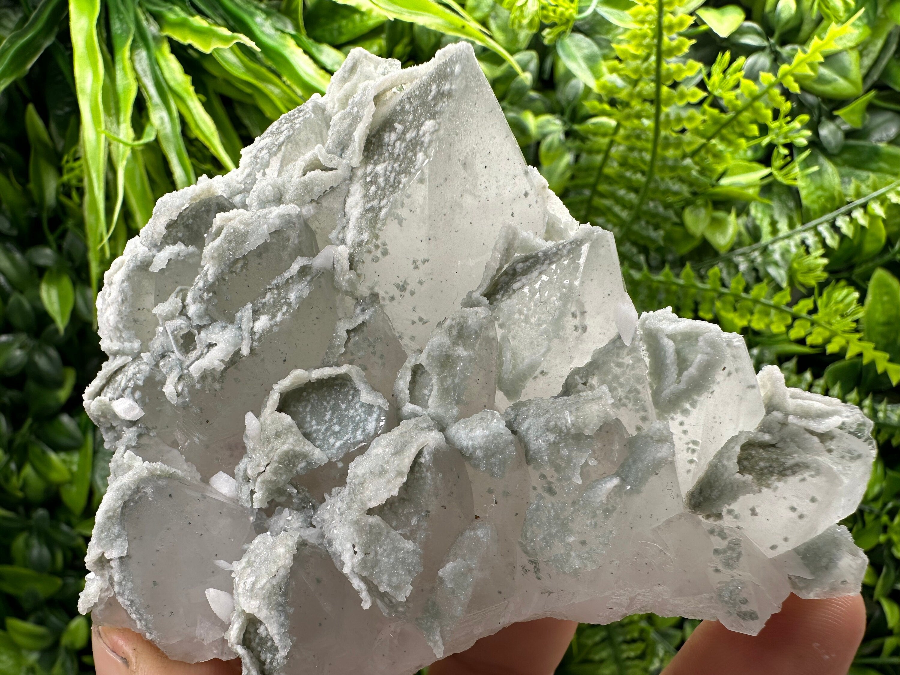 Quartz with Chalcedony and Chlorite: Natural Crystal Decor