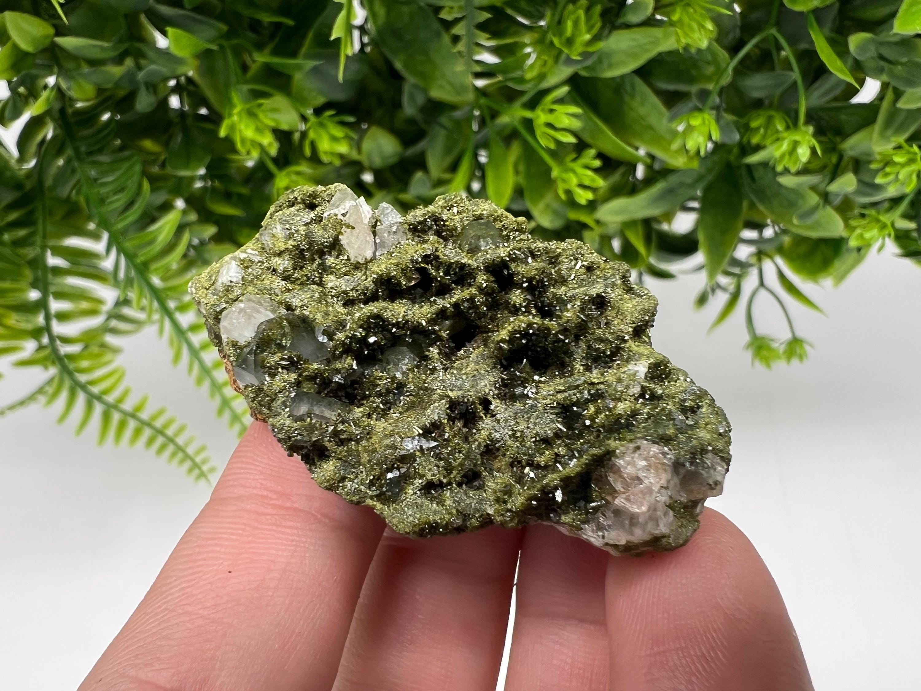 Rare Green Epidote with Quartz Crystals - Eastern Anatolian Turkey