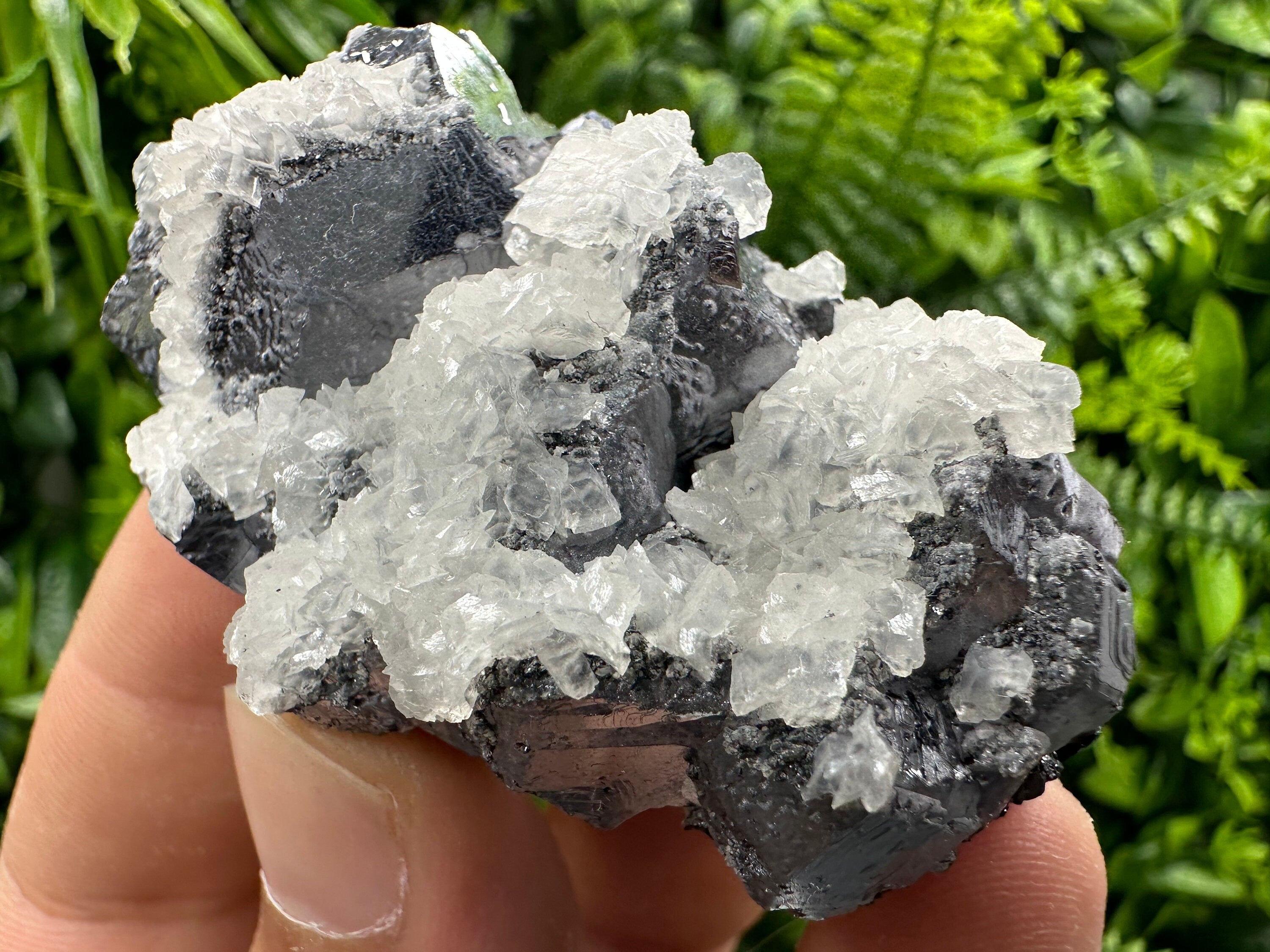 Galena with Calcite Cluster, Batantci Mine Mineral Specimen