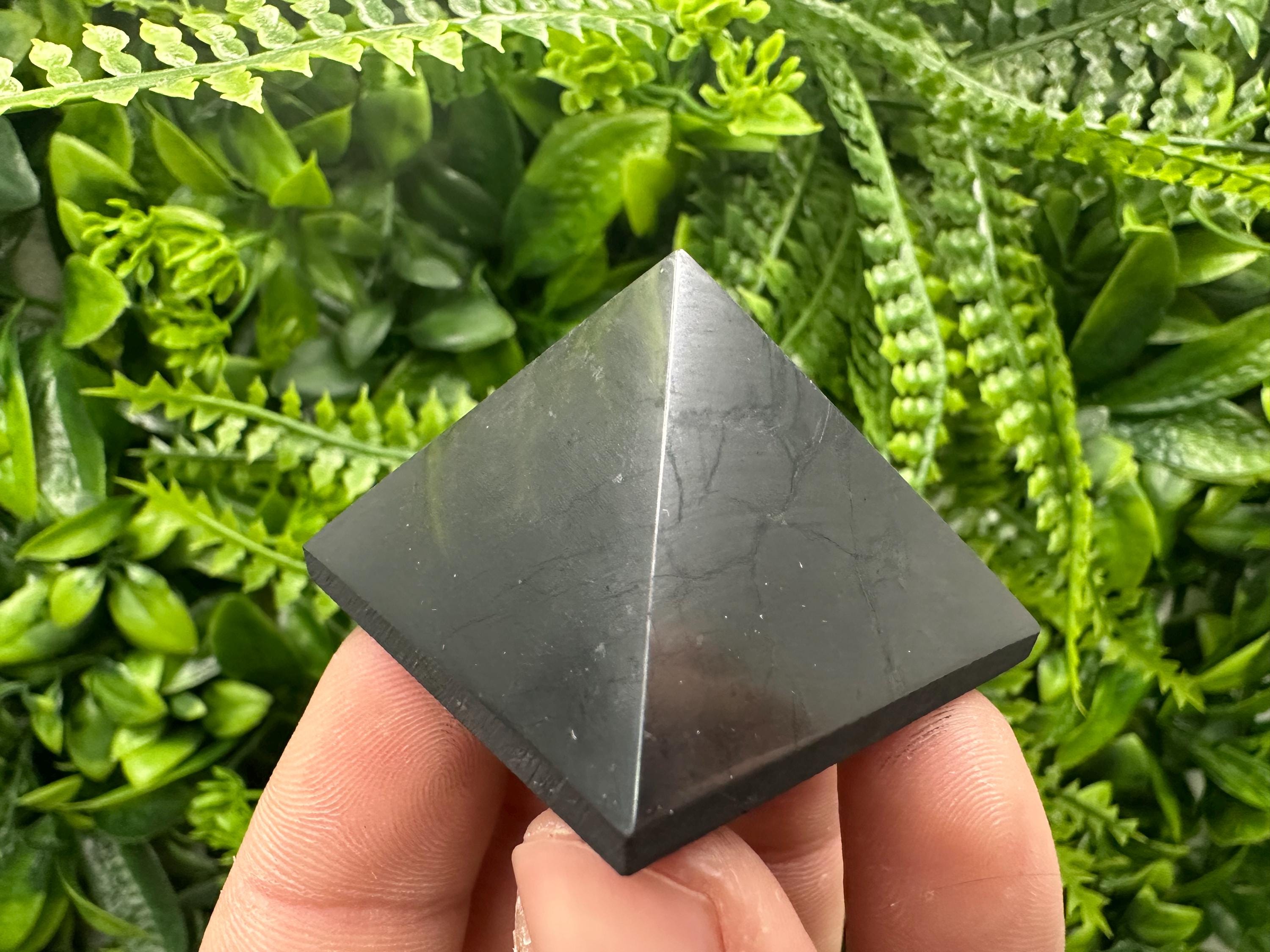Shungite Pyramid: Polished EMF Protection Crystal (4cm)