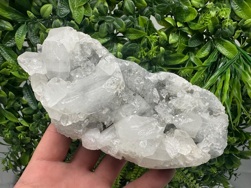 Transparent Apophyllite on Chalcedony, Natural Crystal Mineral Specimen