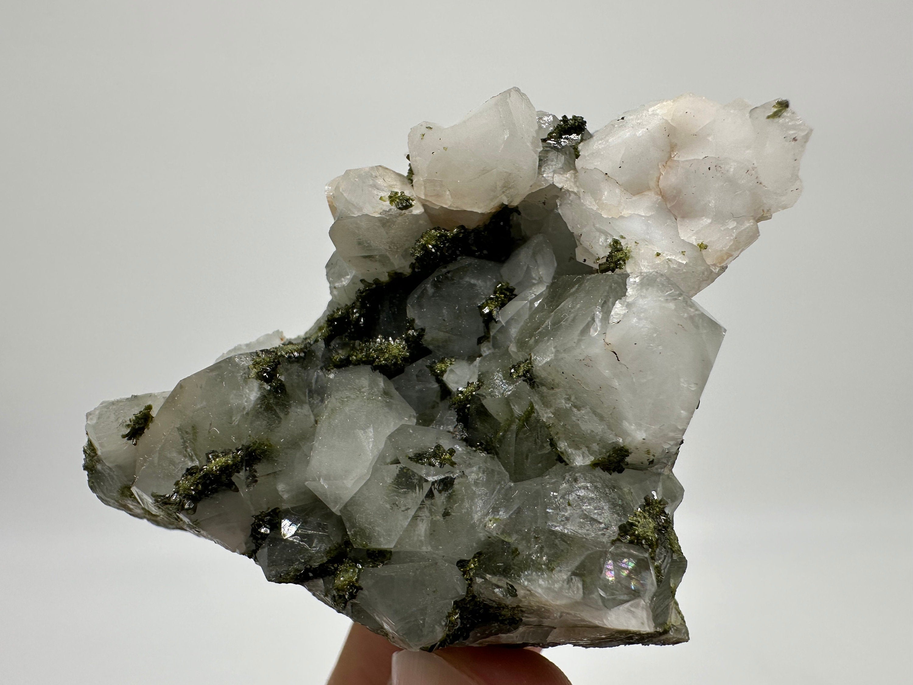 Rainbow Epidote with Quartz, Hakkari Turkey Mineral Specimen (5.5/5.5/3cm)