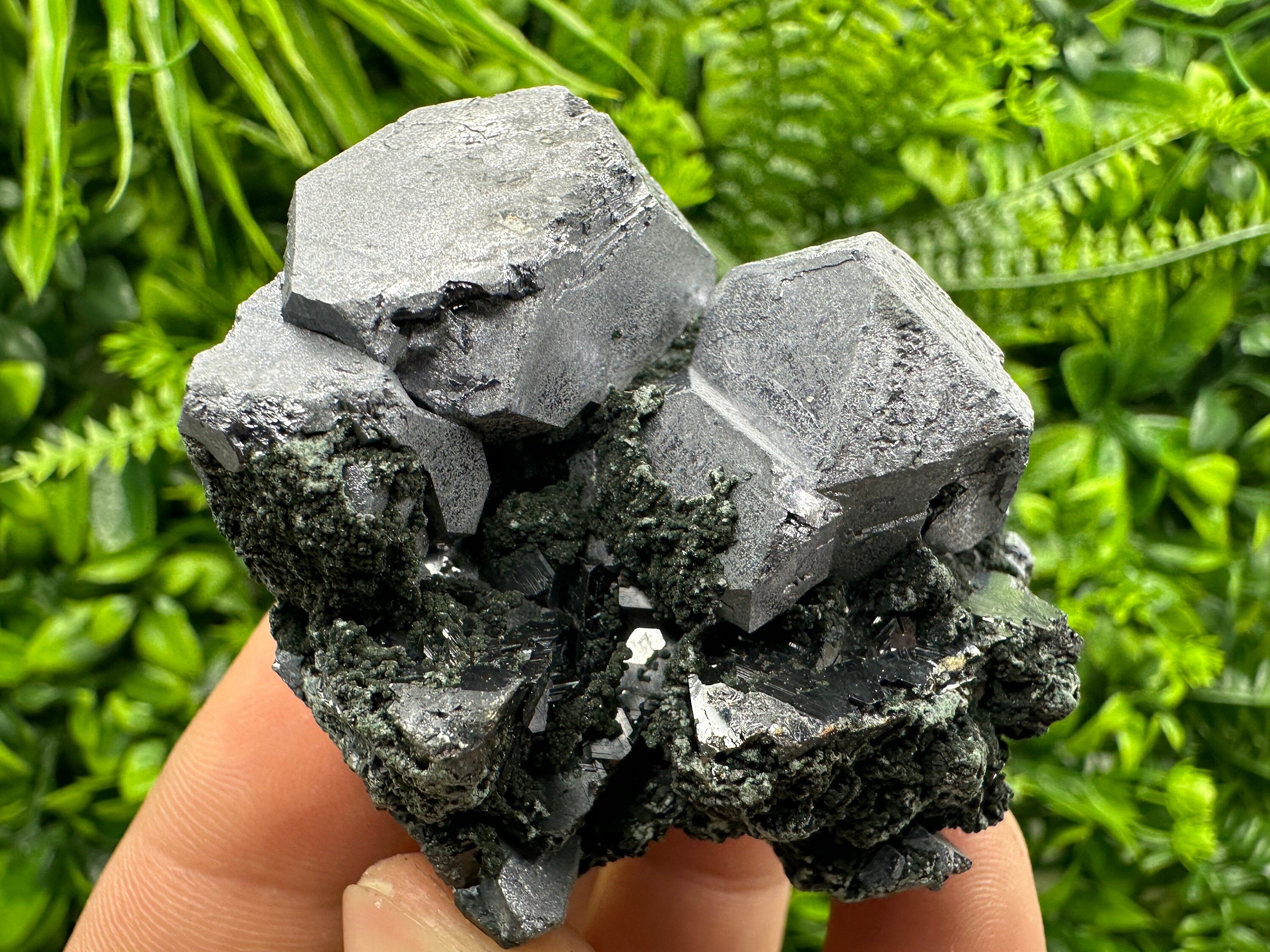 Galena Sphalerite Chlorite Crystal Cluster, Bulgaria Mineral Specimen