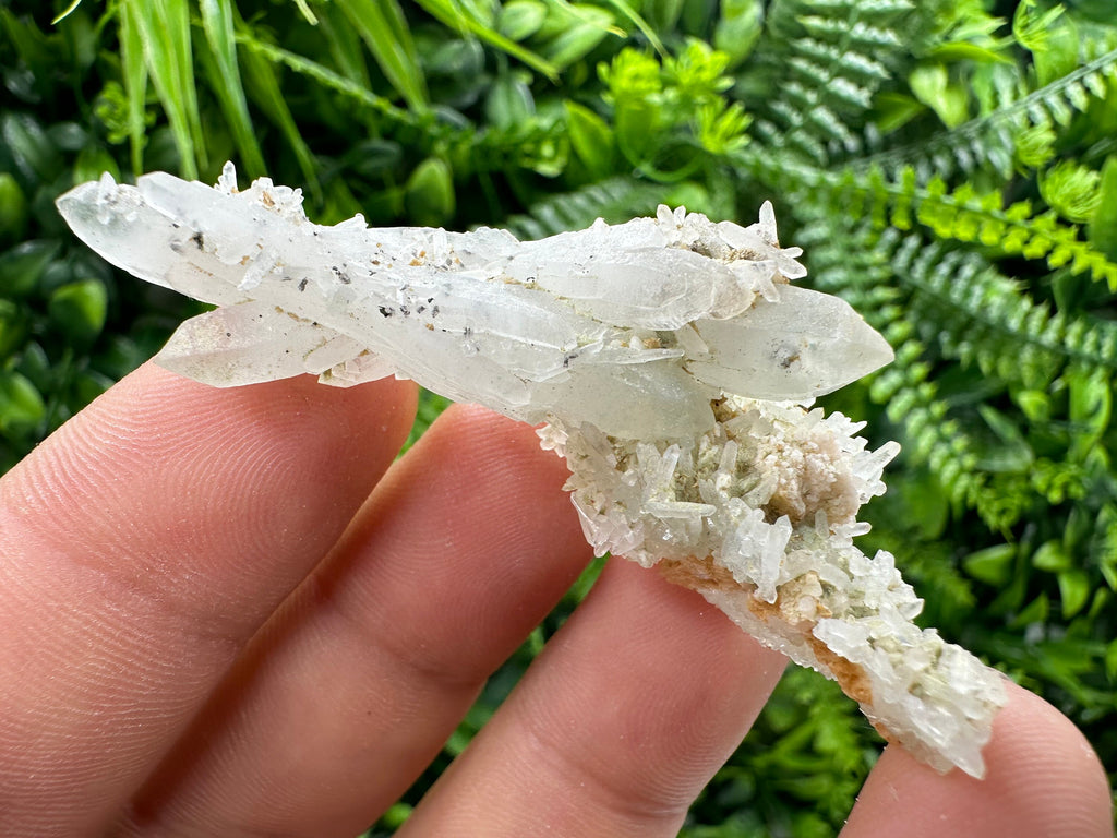 Chlorite Quartz on Rhodochrosite with Siderite - Natural Crystal Decor