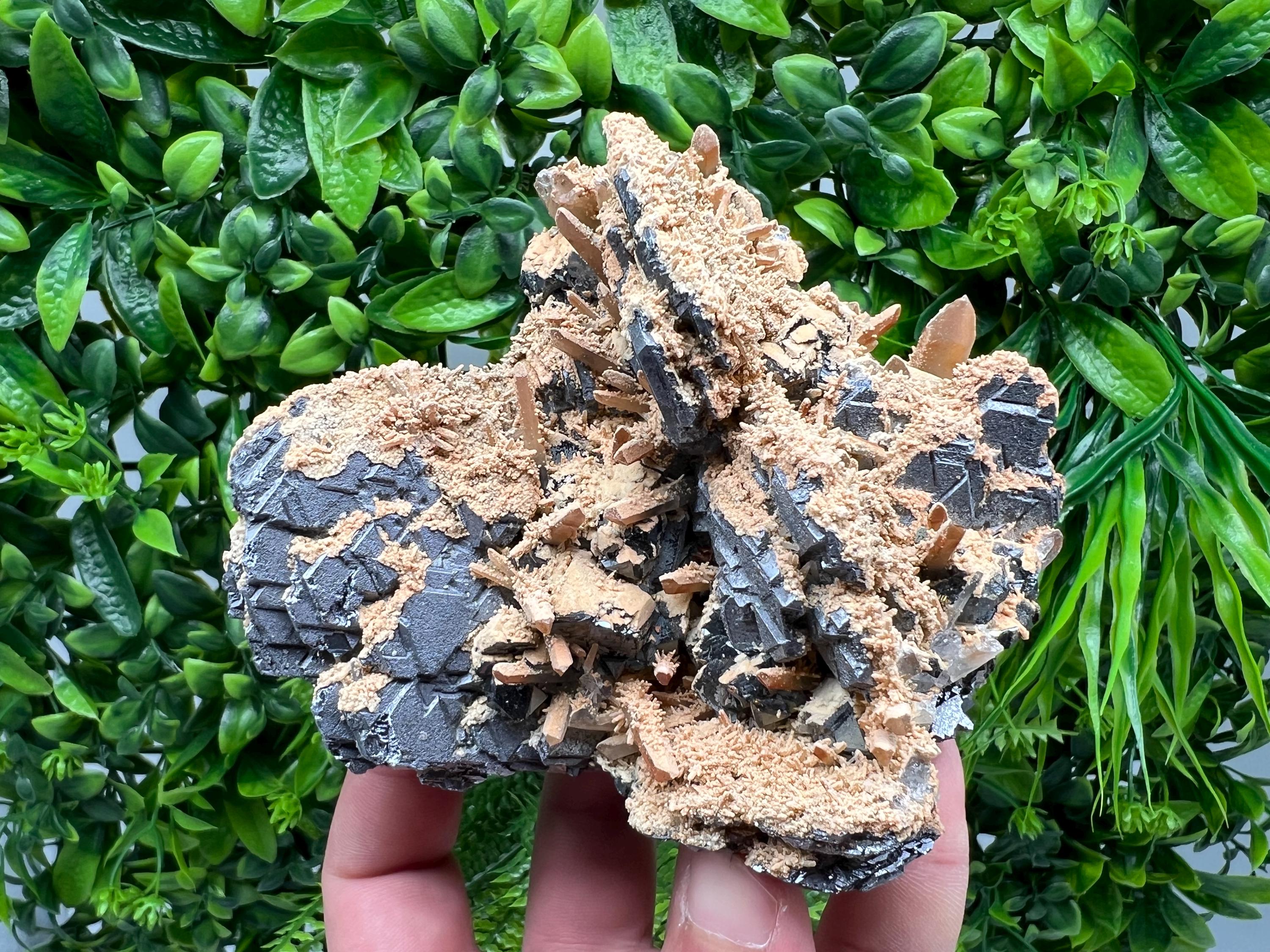 Spinel Law Galena with Quartz and Calcite Mineral Specimen