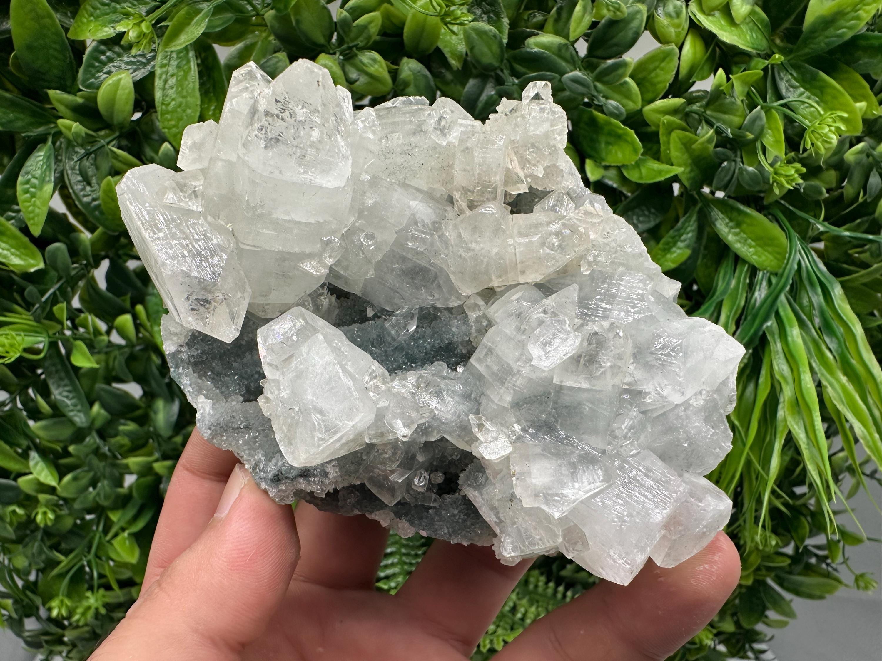 Apophyllite Stilbite on Chalcedony: Natural Mineral Specimen, India