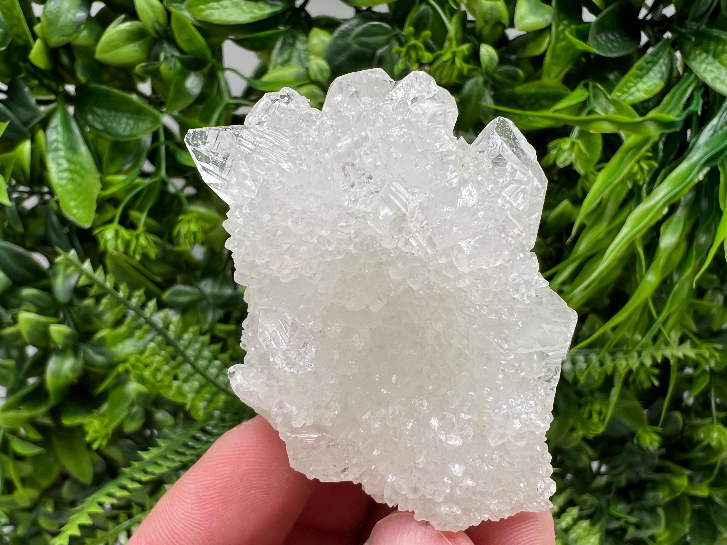 Transparent Apophyllite on Chalcedony, Natural Crystal Specimen, India Minerals