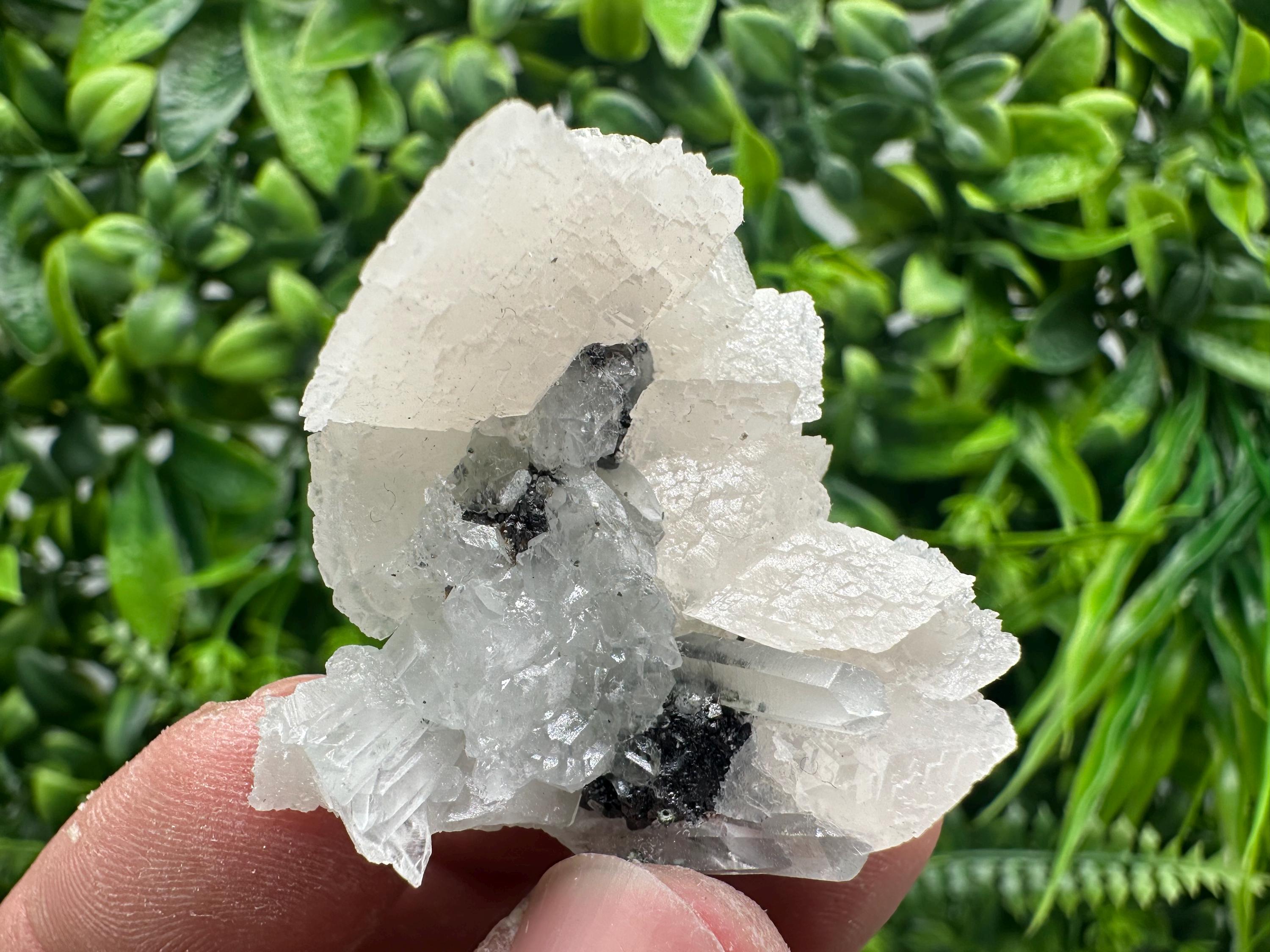 Calcite on Quartz with Sphalerite, Borieva Mine Mineral Specimen