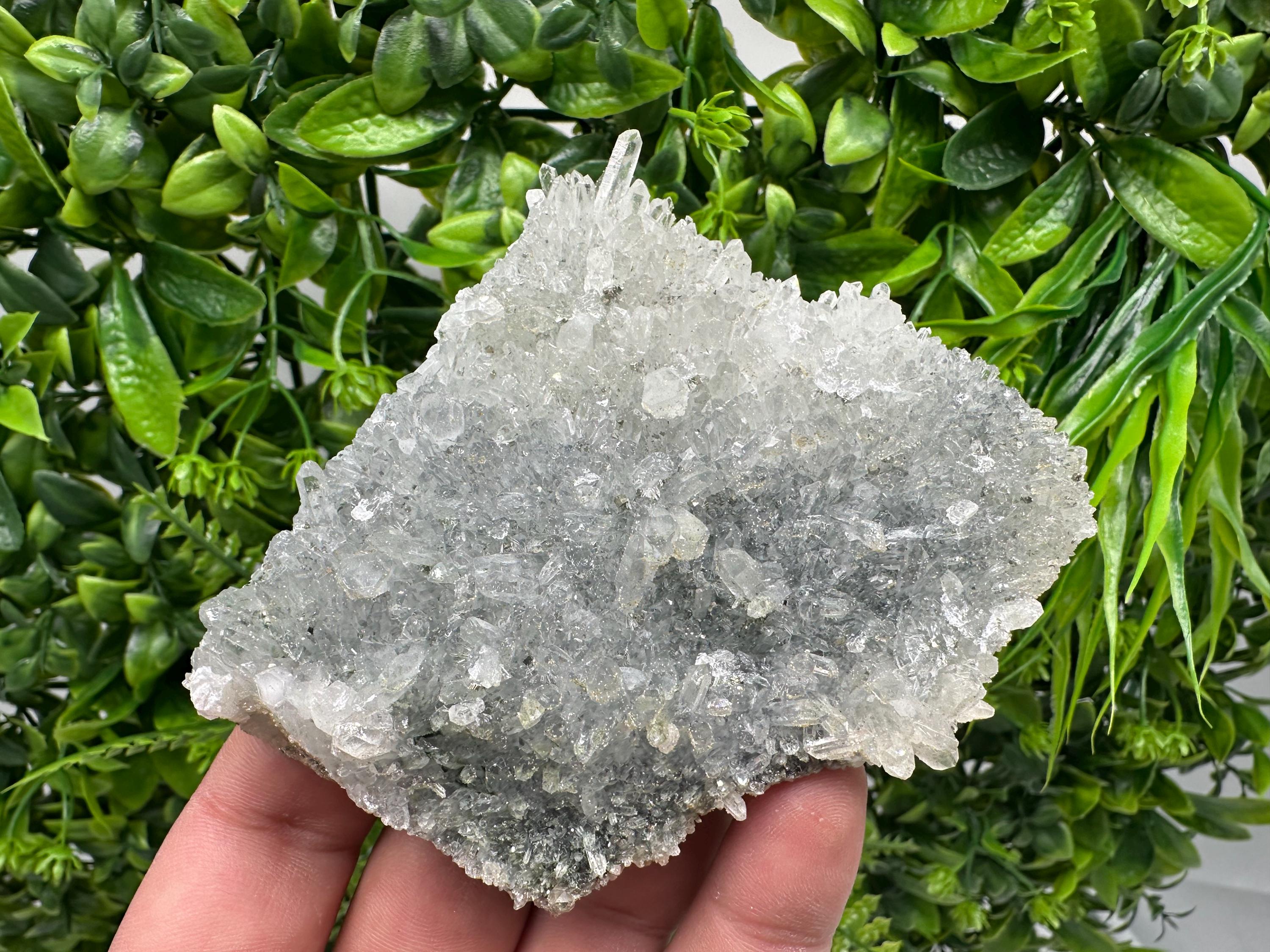 Chlorite Quartz Cluster: Bulgarian Mineral Specimen, Home Decor Stone