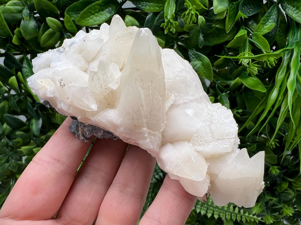 Bulgarian Calcite on Green Quartz, Laki Djurcovo Mine