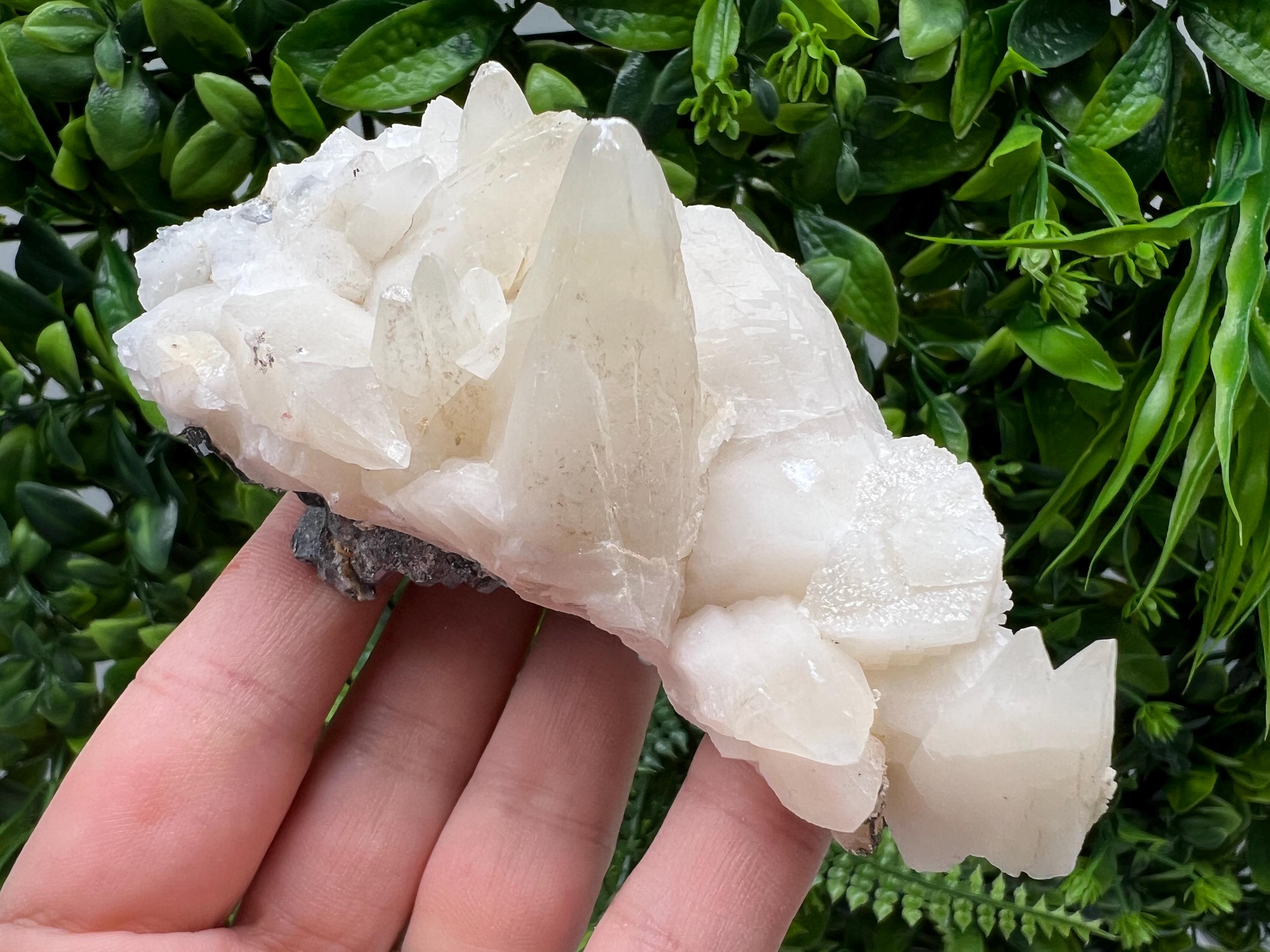 Bulgarian Calcite on Green Quartz, Laki Djurcovo Mine