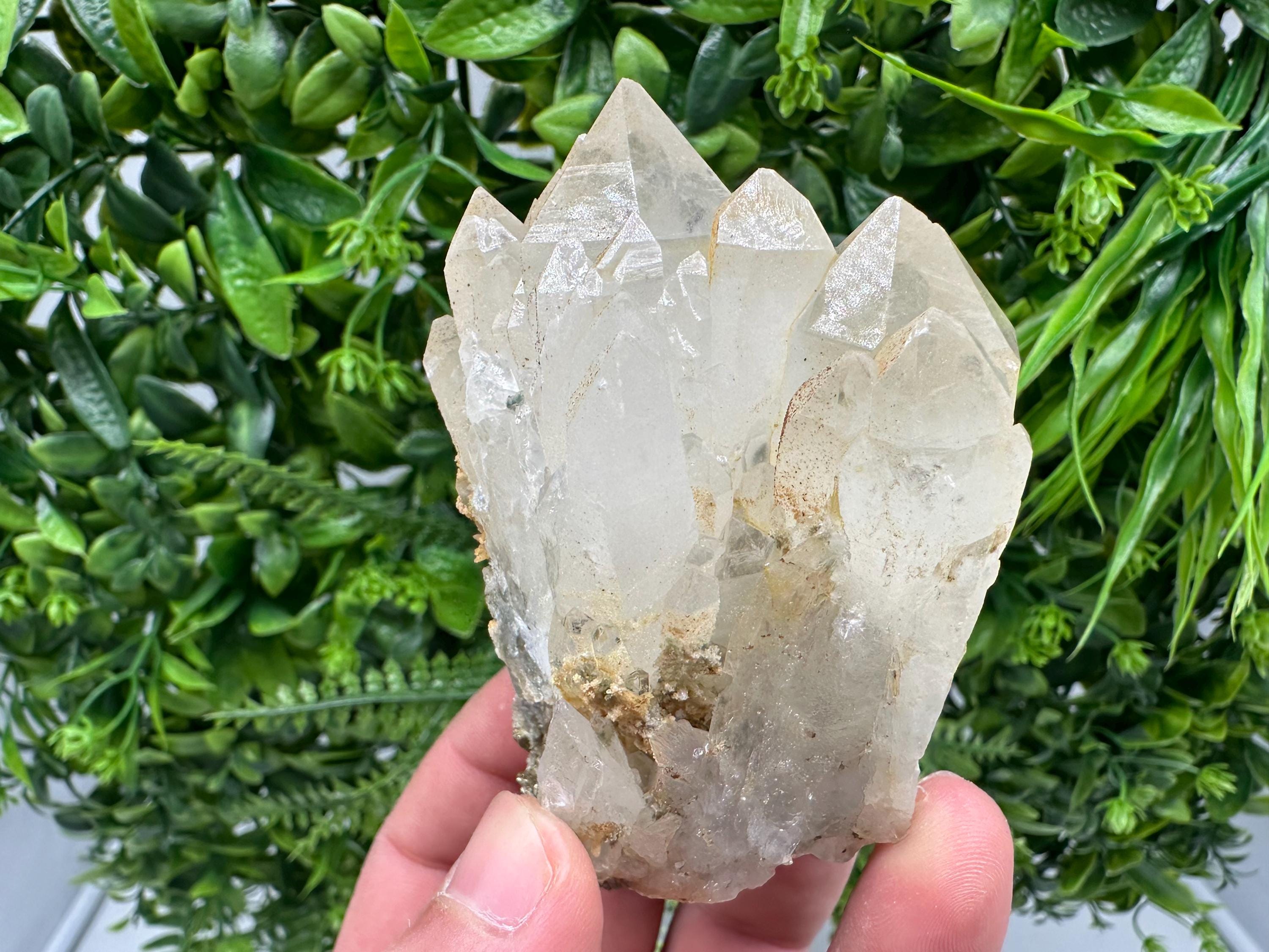 Limonite Quartz Crystal Cluster: Iron Oxide Mineral Specimen