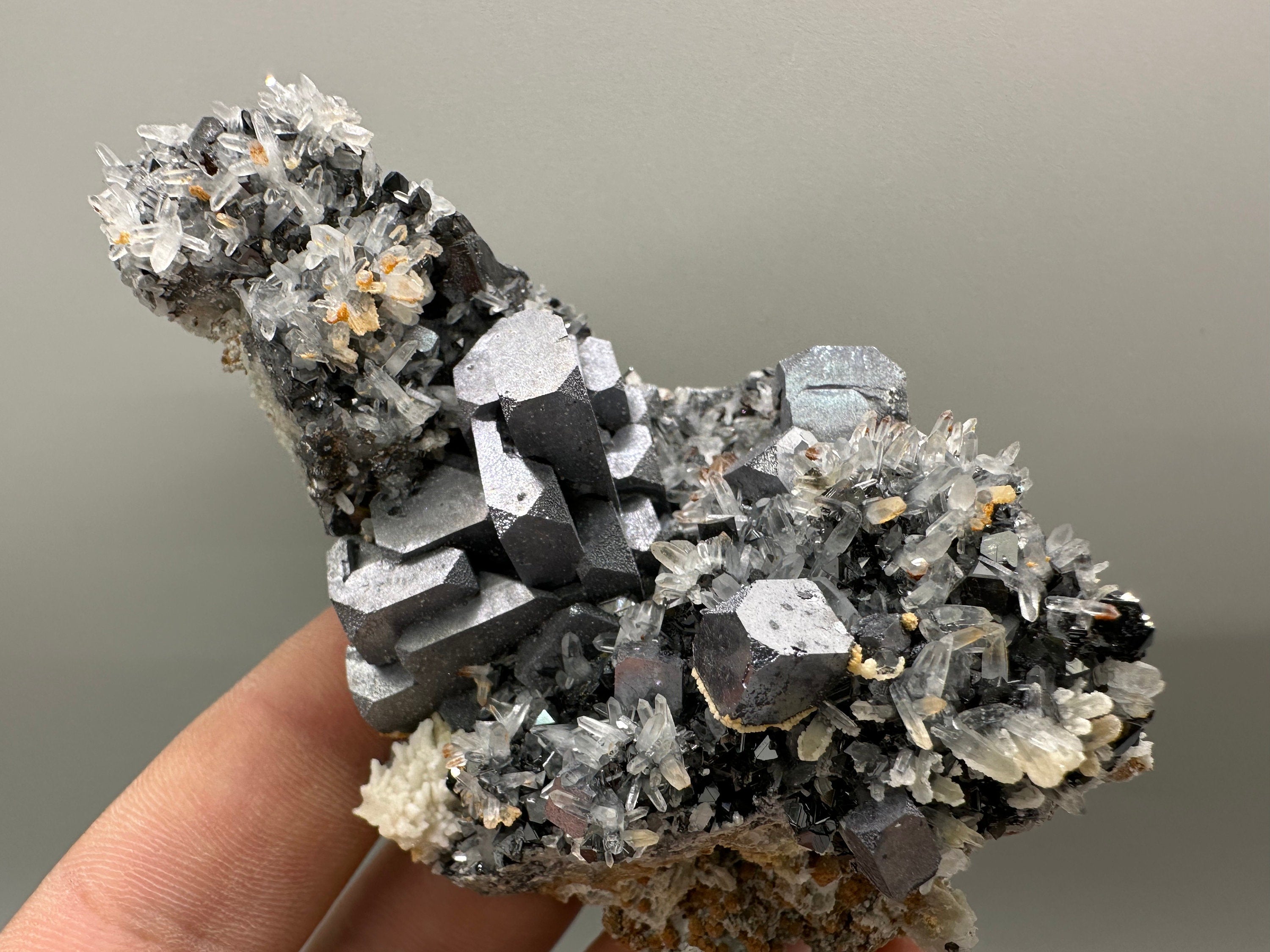Galena Sphalerite Calcite on Quartz Specimen, Bulgaria Crystal