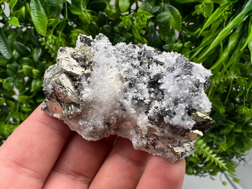 Pyrite on Quartz whit Sphalerite from Krushev dol mine,Madan,Bulgaria,natural,collectible mineral specimen,home decor stone,ear minerals,gif