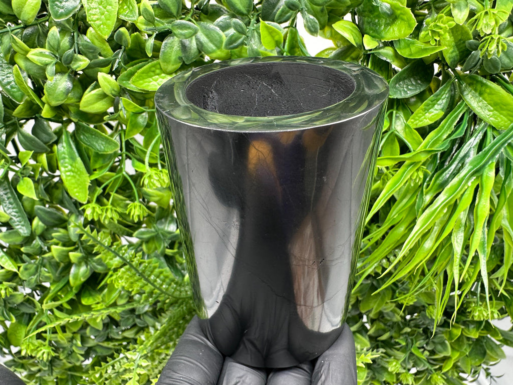 Shungite Cup (100mm): Polished Stone Water Cup, Chakra Healing