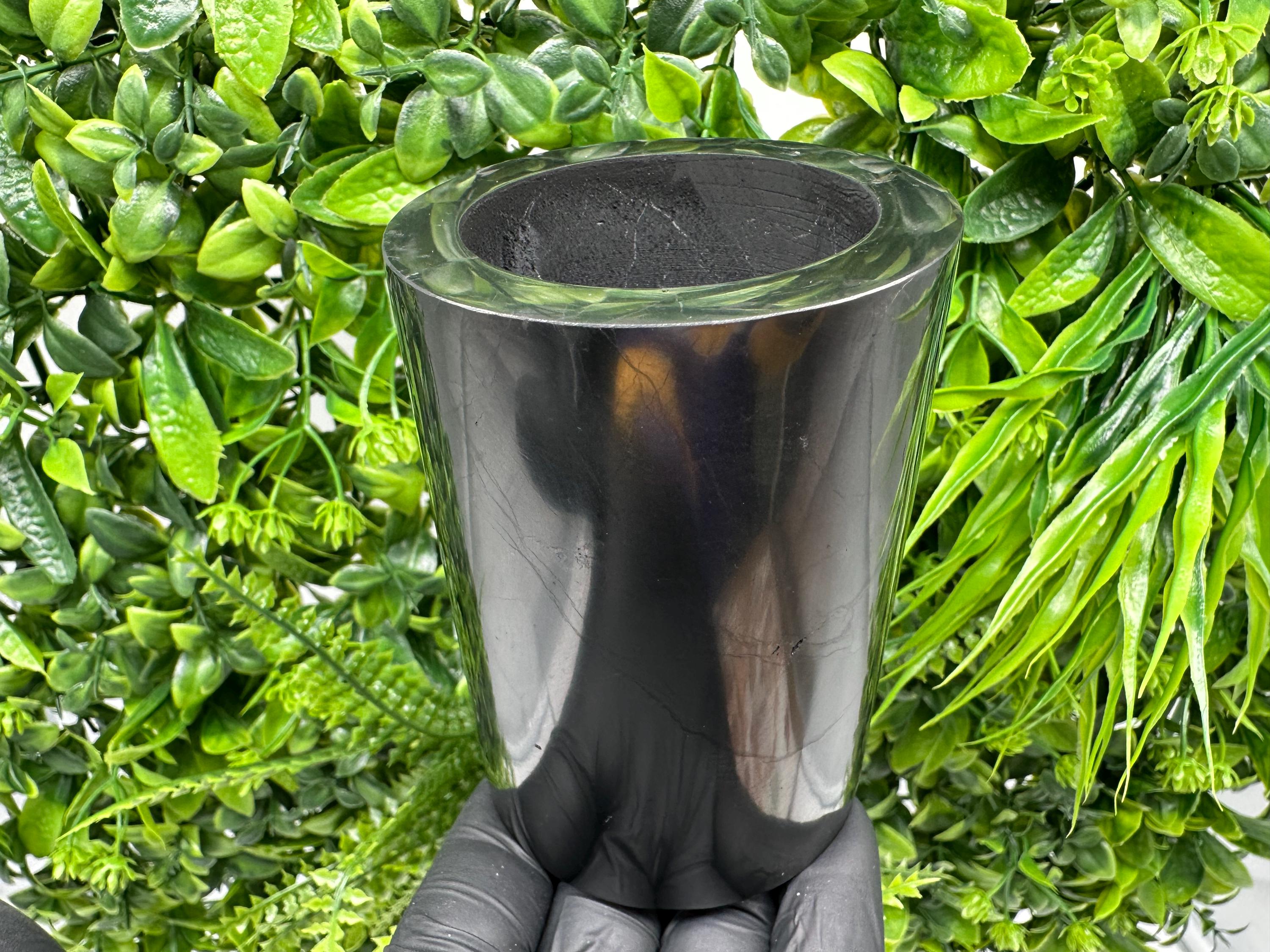 Shungite Cup (100mm): Polished Stone Water Cup, Chakra Healing