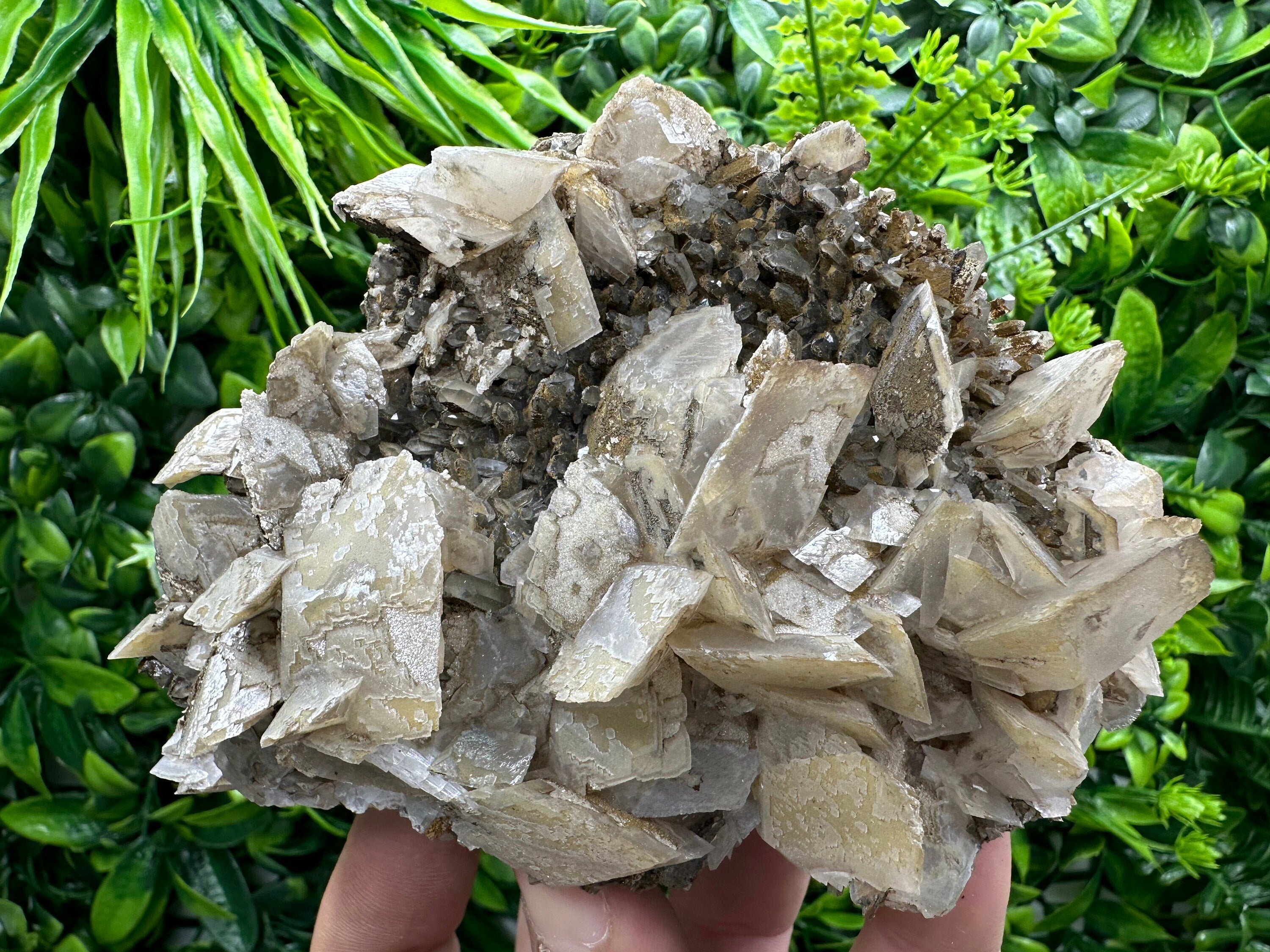 Calcite on Quartz with Oxide, Borieva Mine Mineral Specimen