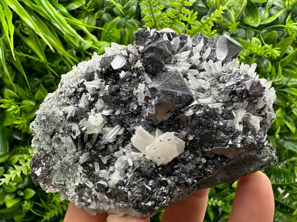 Sphalerite on Quartz Cluster, Natural Mineral Specimen, Home Decor Stone