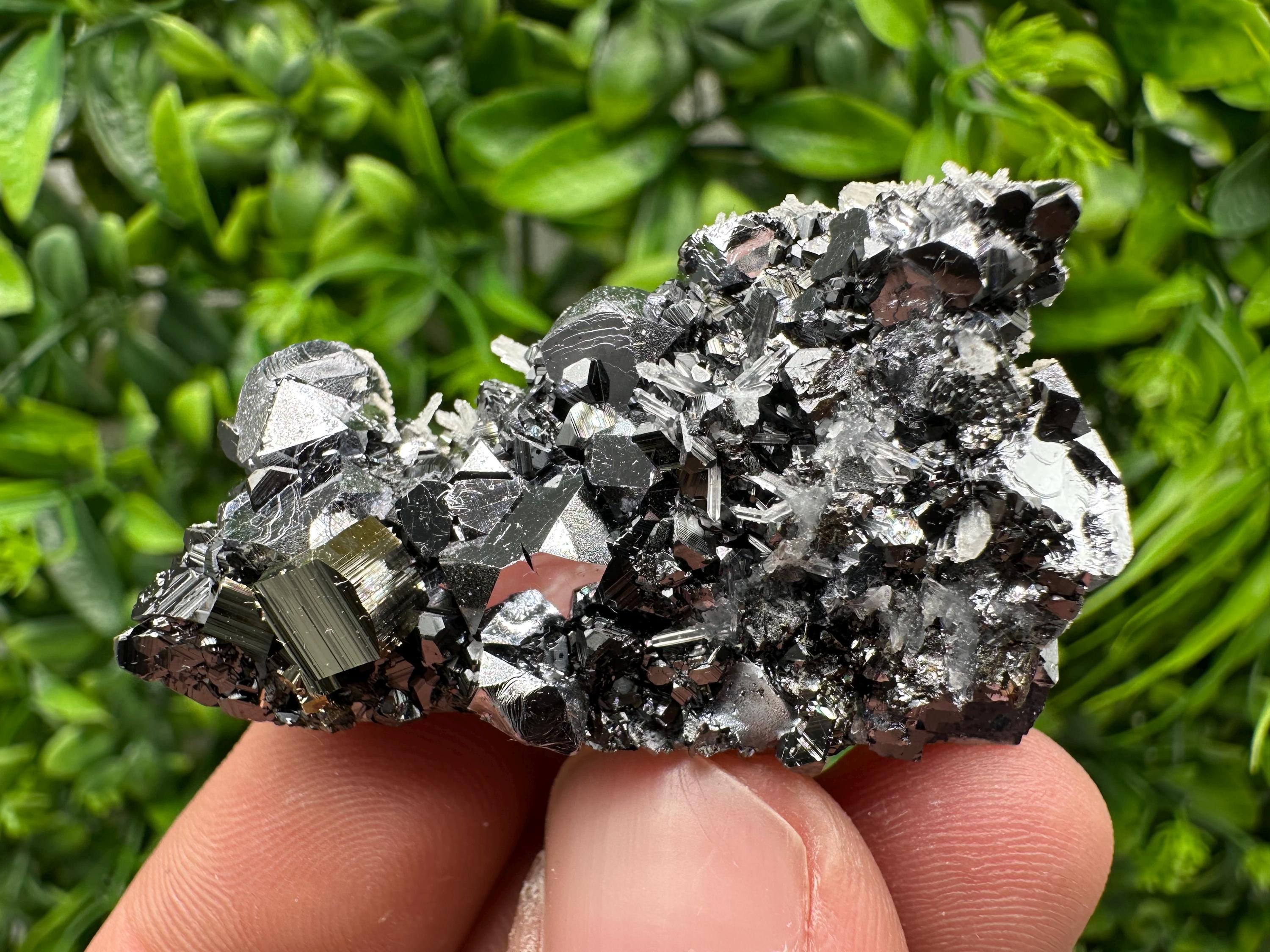 Galena Sphalerite Pyrite Quartz Mineral Specimen, Borieva Mine, Bulgaria Home Decor (5x3x1.5 cm)