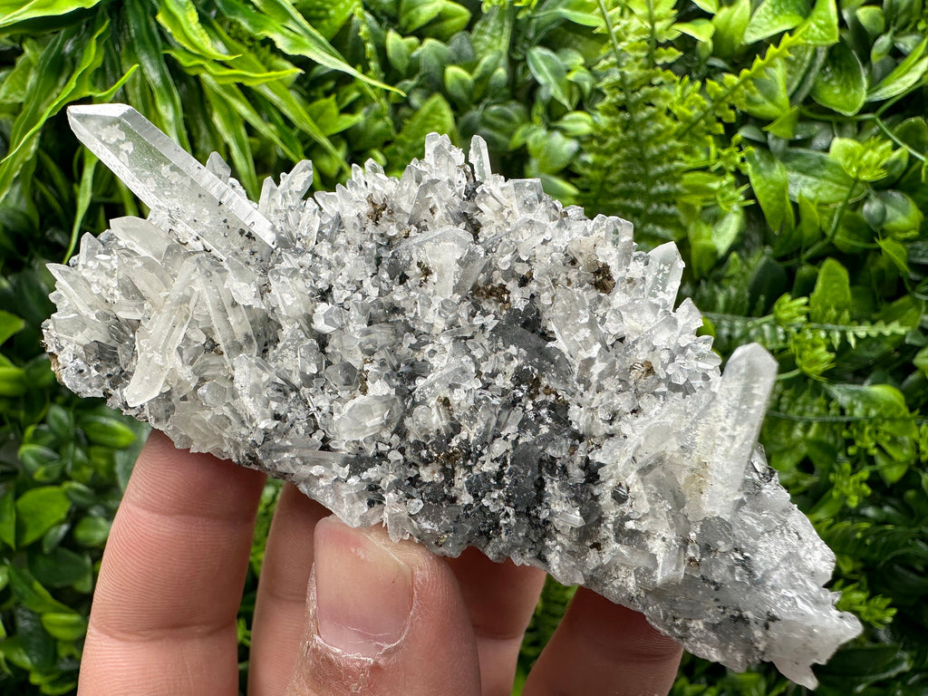 Pyrite on Quartz with Calcite, Borieva Mine Crystal Specimen