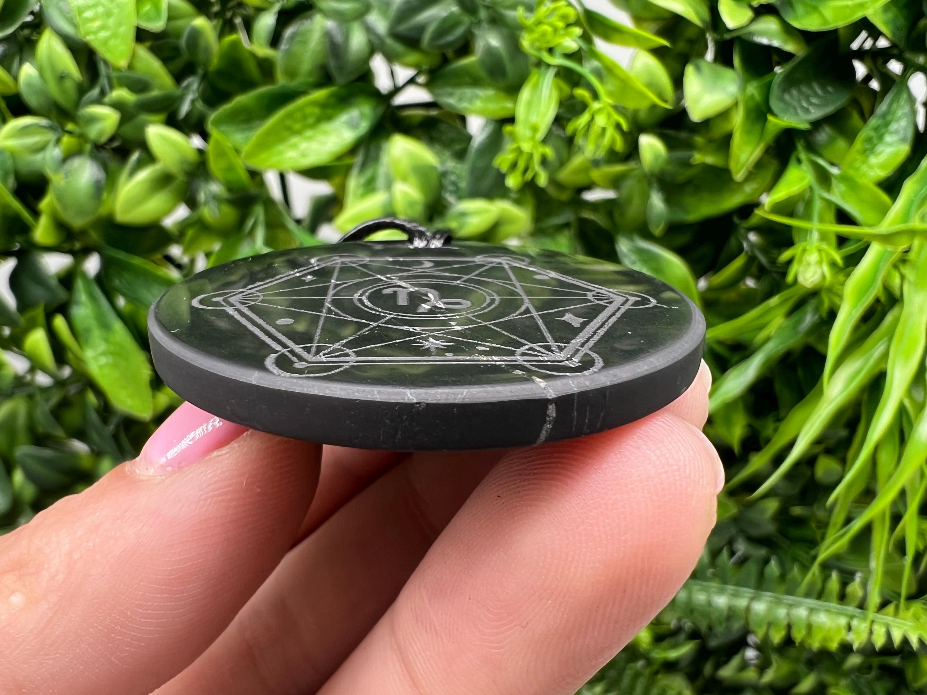 Shungite Capricorn Zodiac Pendant Necklace: EMF Protection Healing Stone