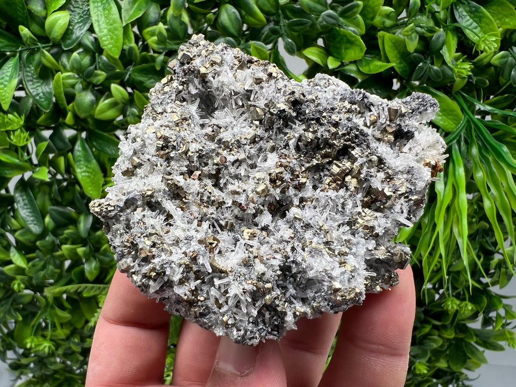 Rainbow Pyrite on Quartz with Oxide, Natural Bulgaria Crystal Souvenir