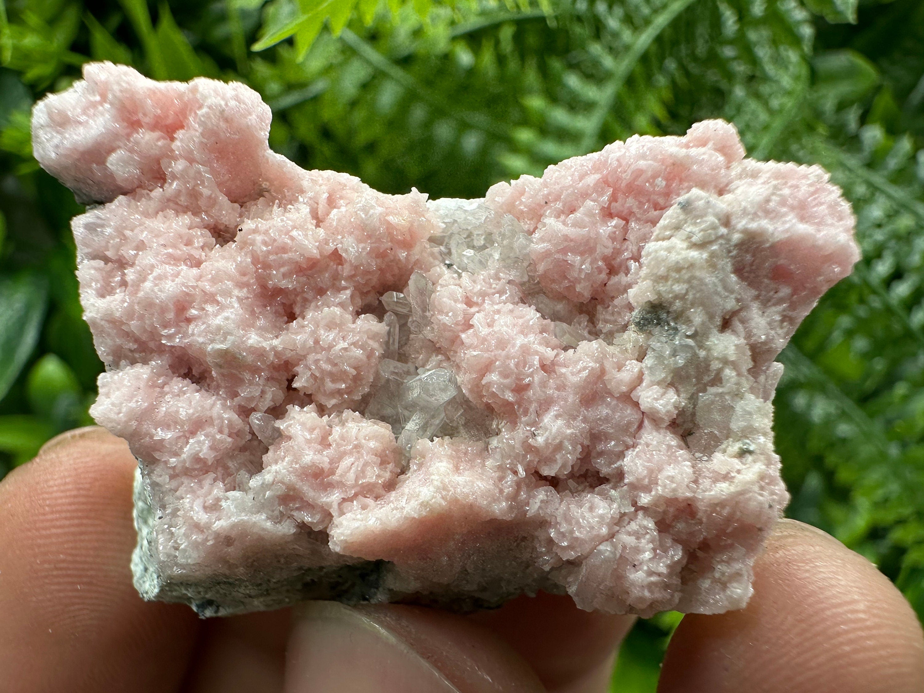 Rhodochrosite with Quartz Crystals: Bulgarian Home Decor Stone