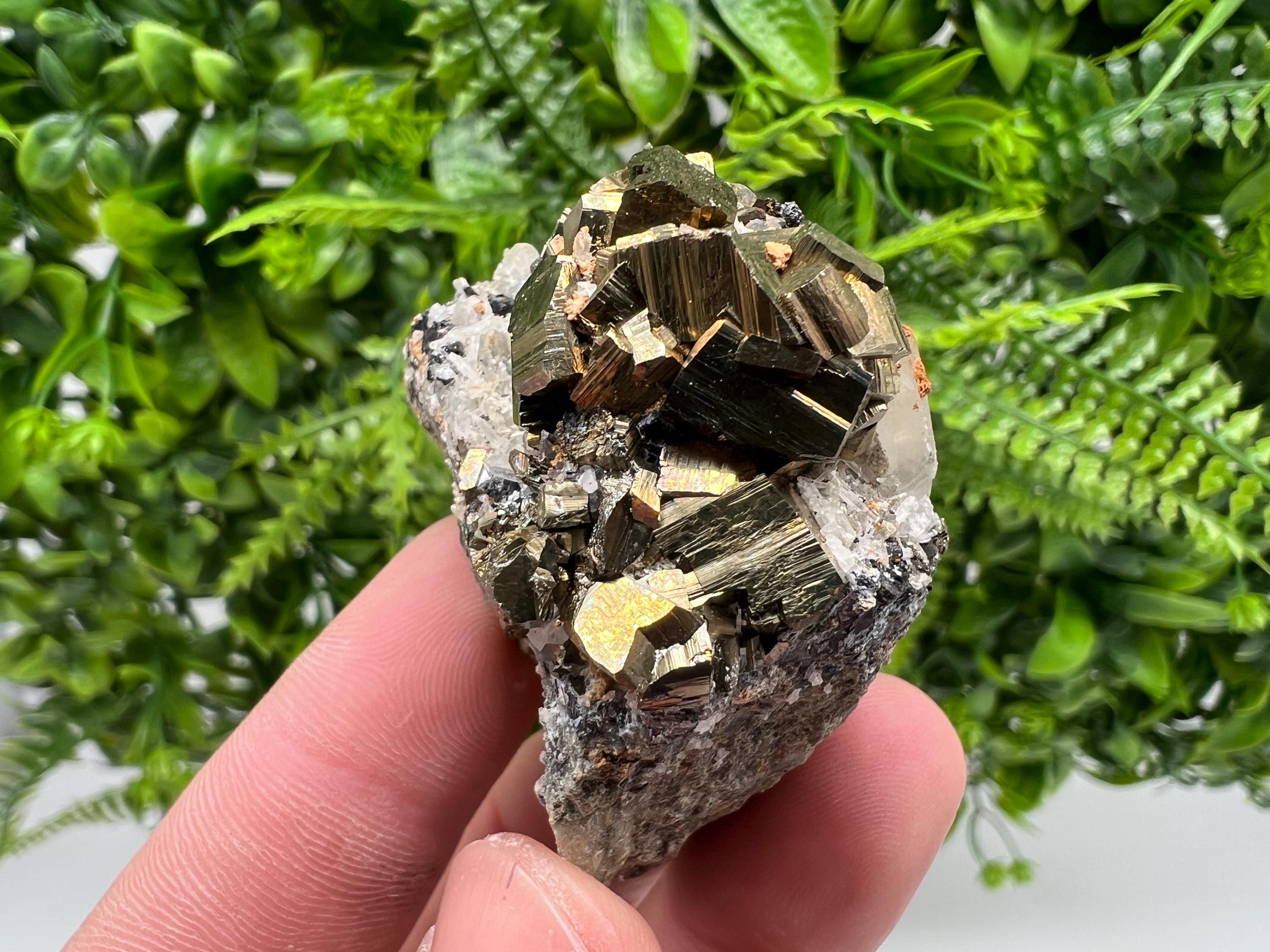 Wonderful Pyrite whit Hematite on Sphalerite,Quartz,from 9 th September mine,Bulgaria,natural,collectible specimen,collection minerals,gift