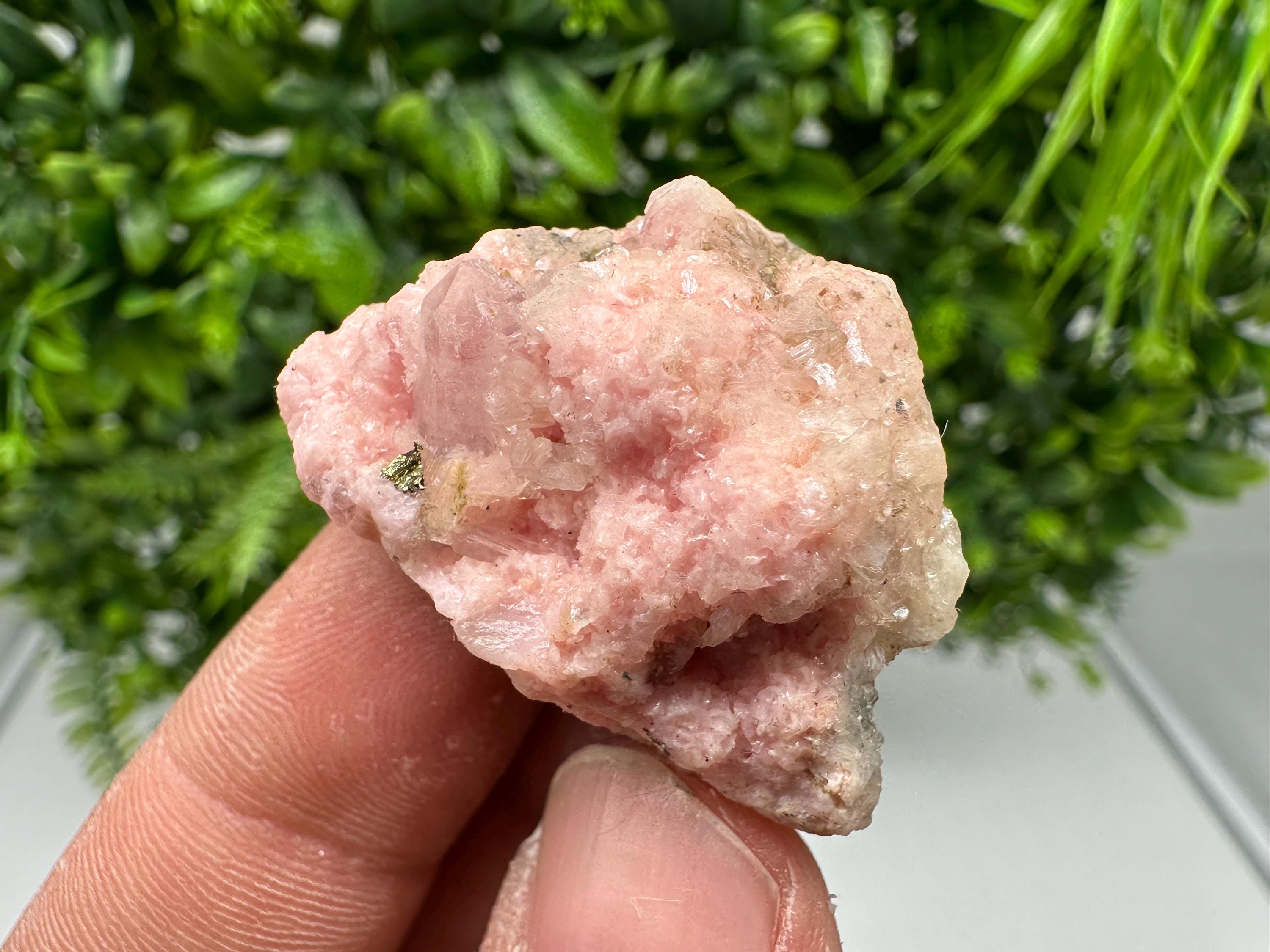 Rhodochrosite on Quartz: Pink Crystal Home Decor, Bulgaria Mineral Souvenir