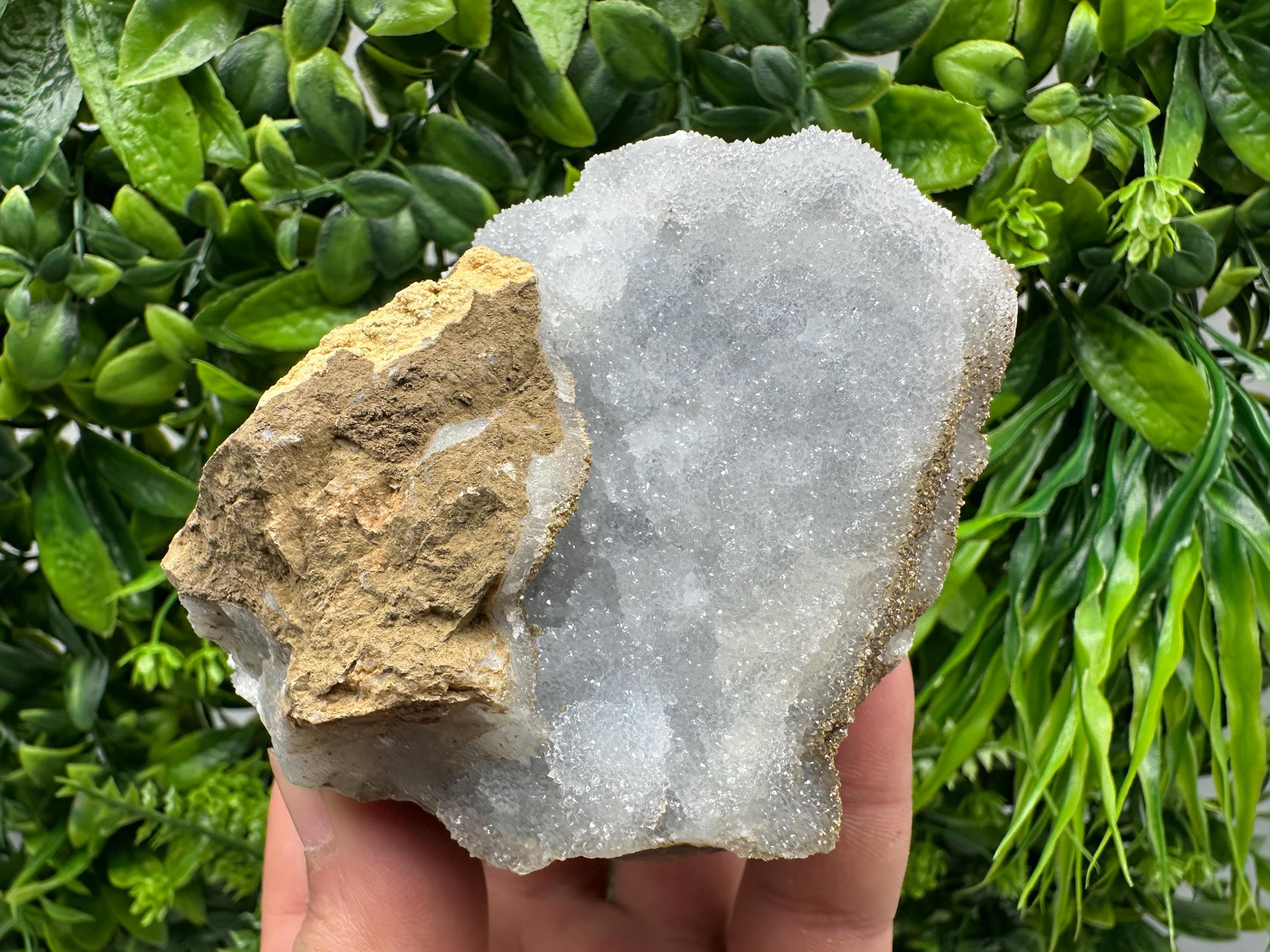 Blue Chalcedony Quartz with Chlorite Inclusions: Bulgarian Crystal Decor