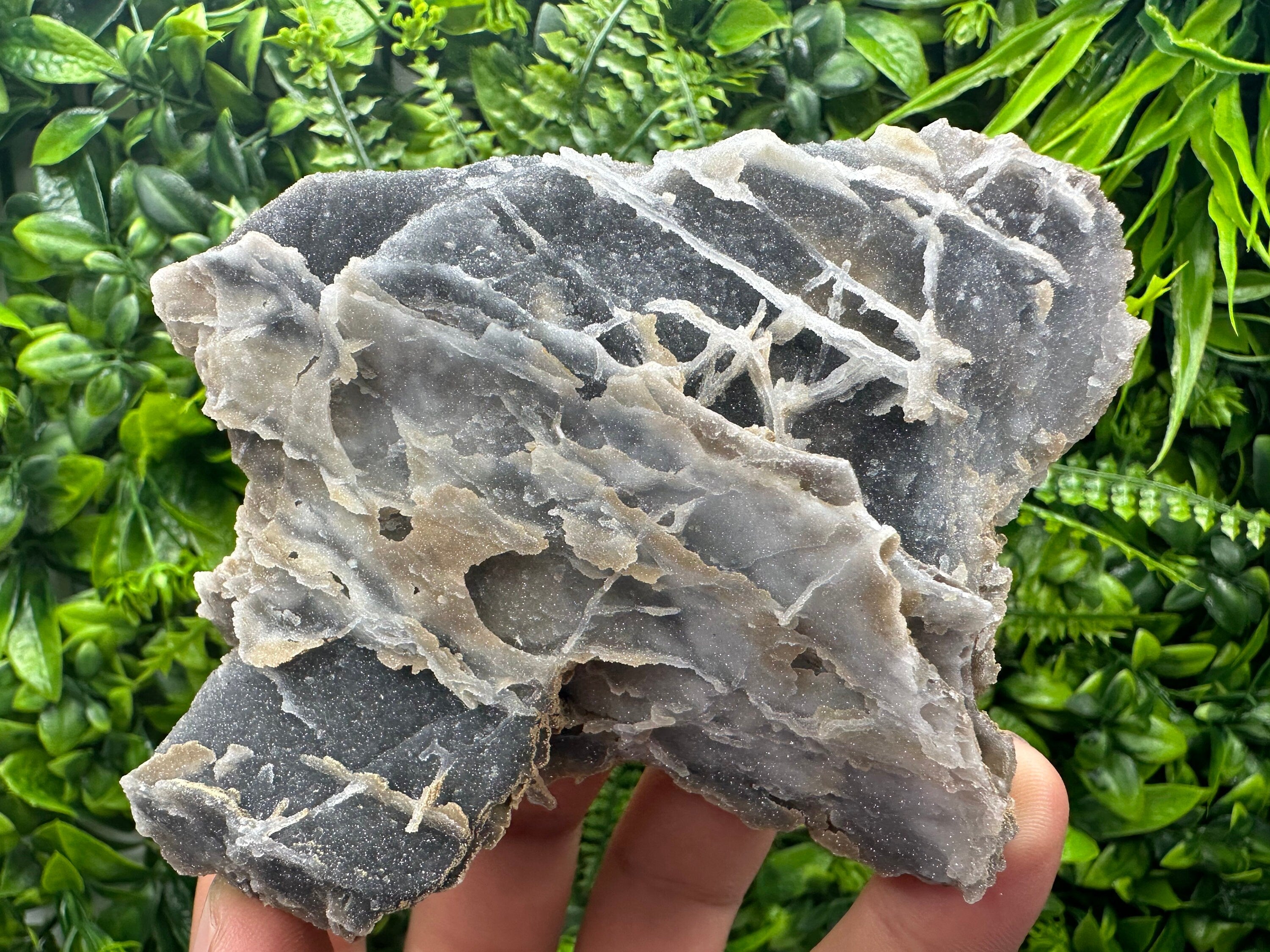 Blue Chalcedony Quartz with Chlorite Inclusions, Bulgaria Mineral Specimen