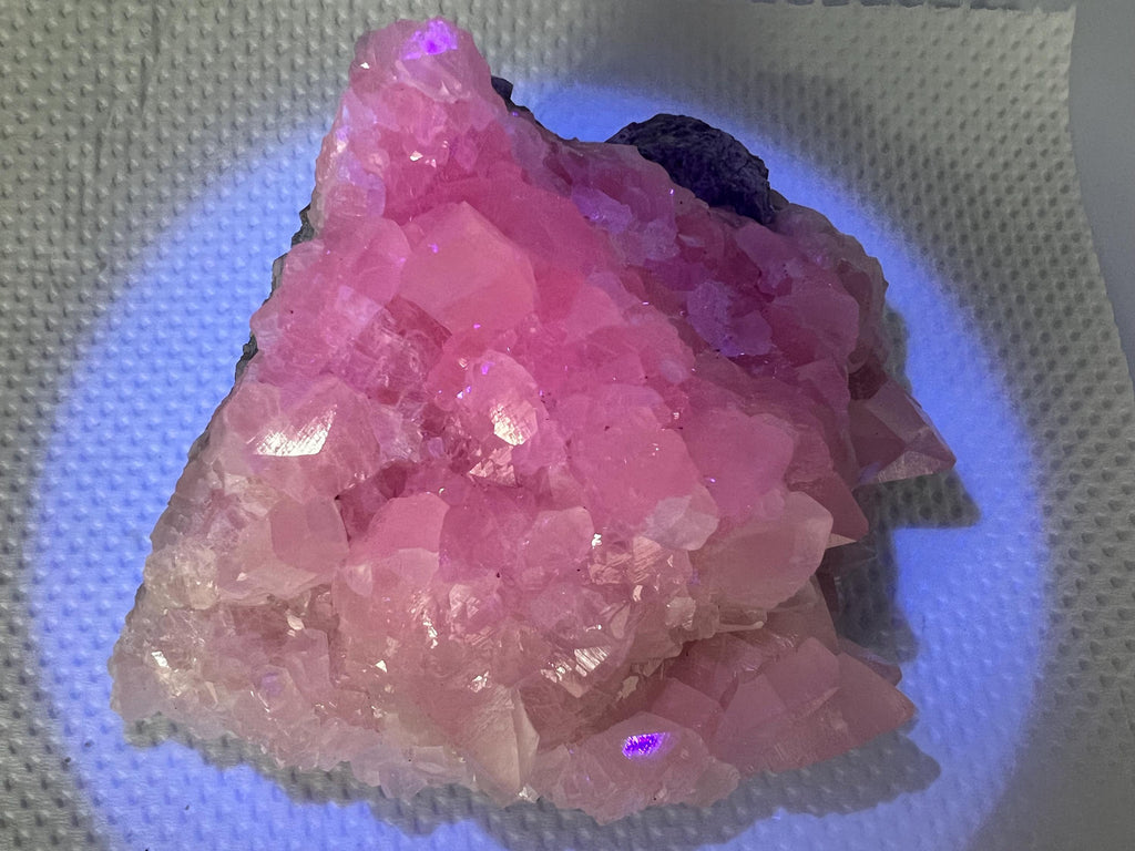 UV Reactive Mangano Calcite Crystal: Androvo Mine Bulgaria