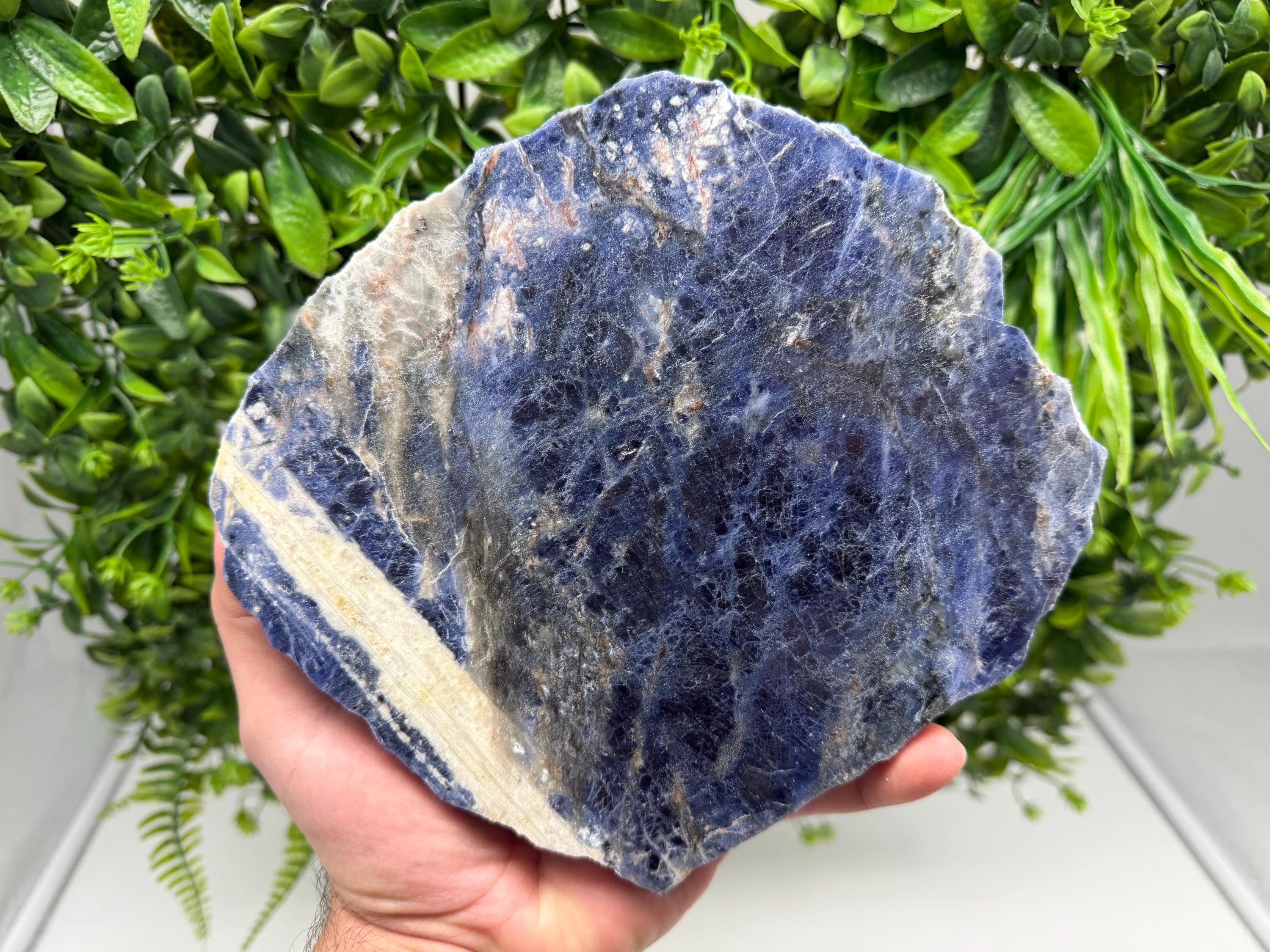Polished Natural Sodalite Slice – Deep Blue Crystal Slab for Decor