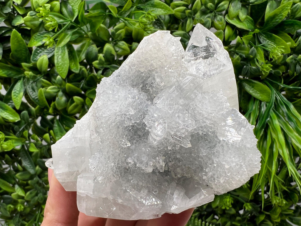 Transparent Apophyllite on Chalcedony, Natural Crystal Specimen, India Minerals