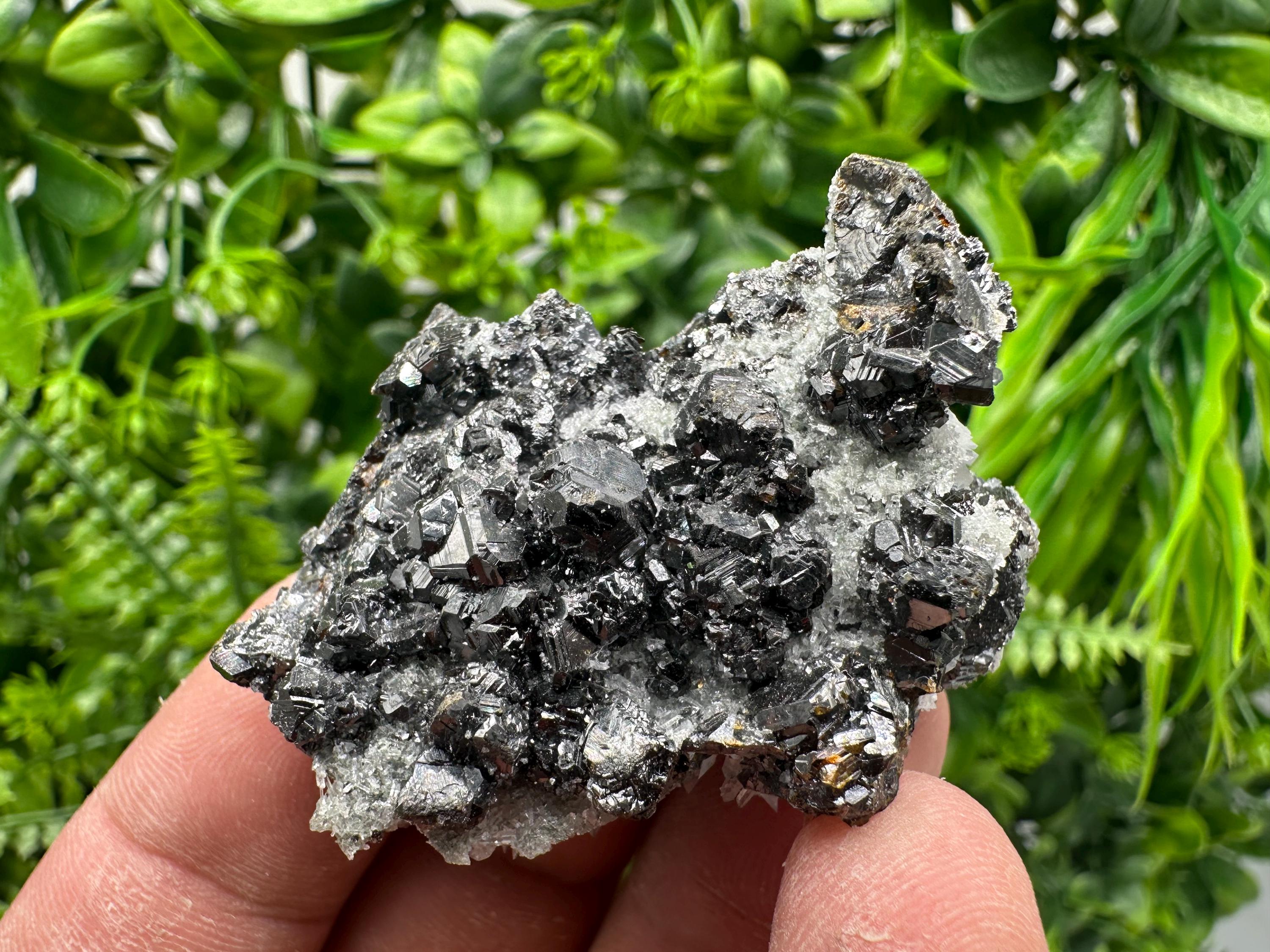 Sphalerite on Green Quartz, Borieva Mine Mineral Specimen