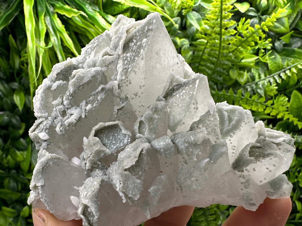 Quartz with Chalcedony and Chlorite: Natural Crystal Decor