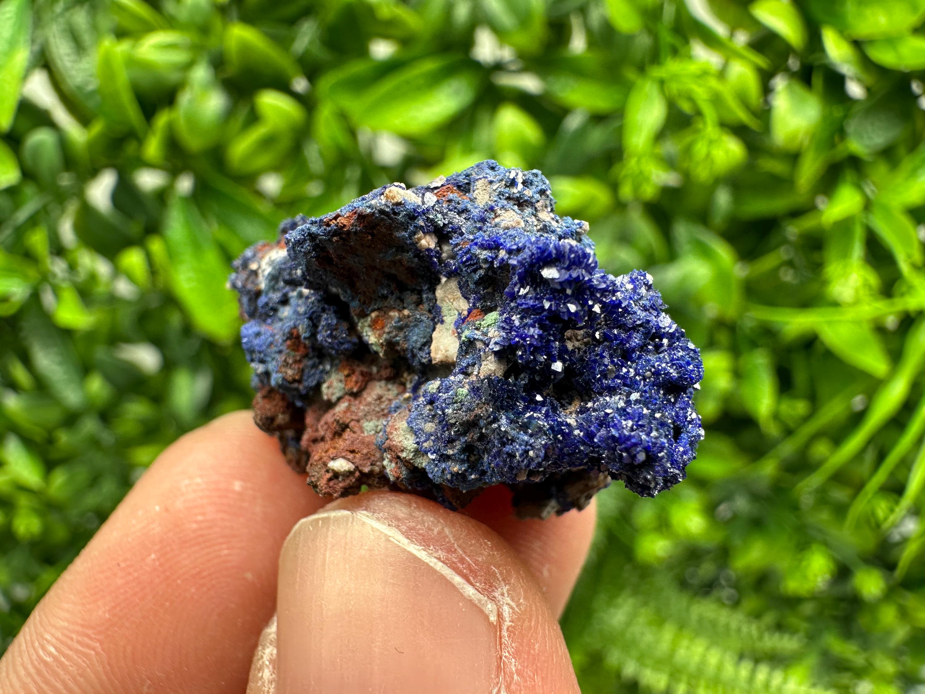 Crystallized Azurite-Kerrouchen,Morocco-Blue Azurite Specimen-High Quality Blue Azurite-Azurite Mineral Specimen, gemmy,lustrous of Azurite
