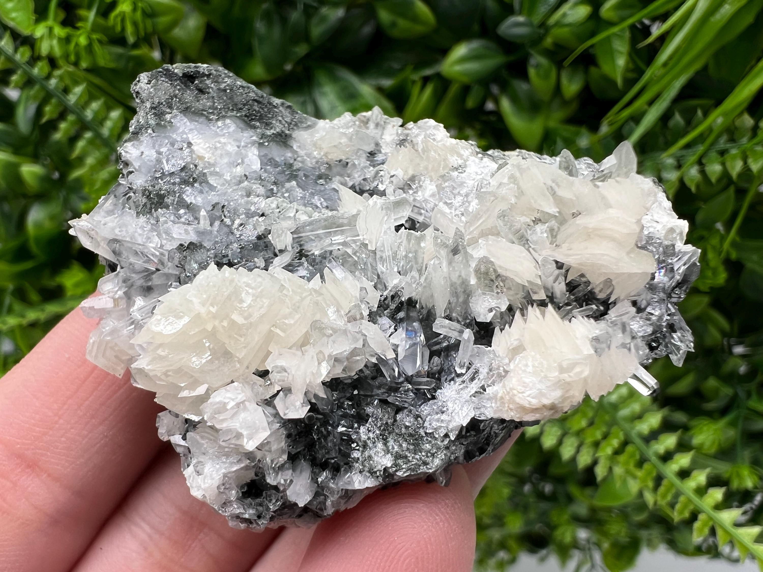 Calcite on Quartz Specimen: Borieva Mine, Bulgaria