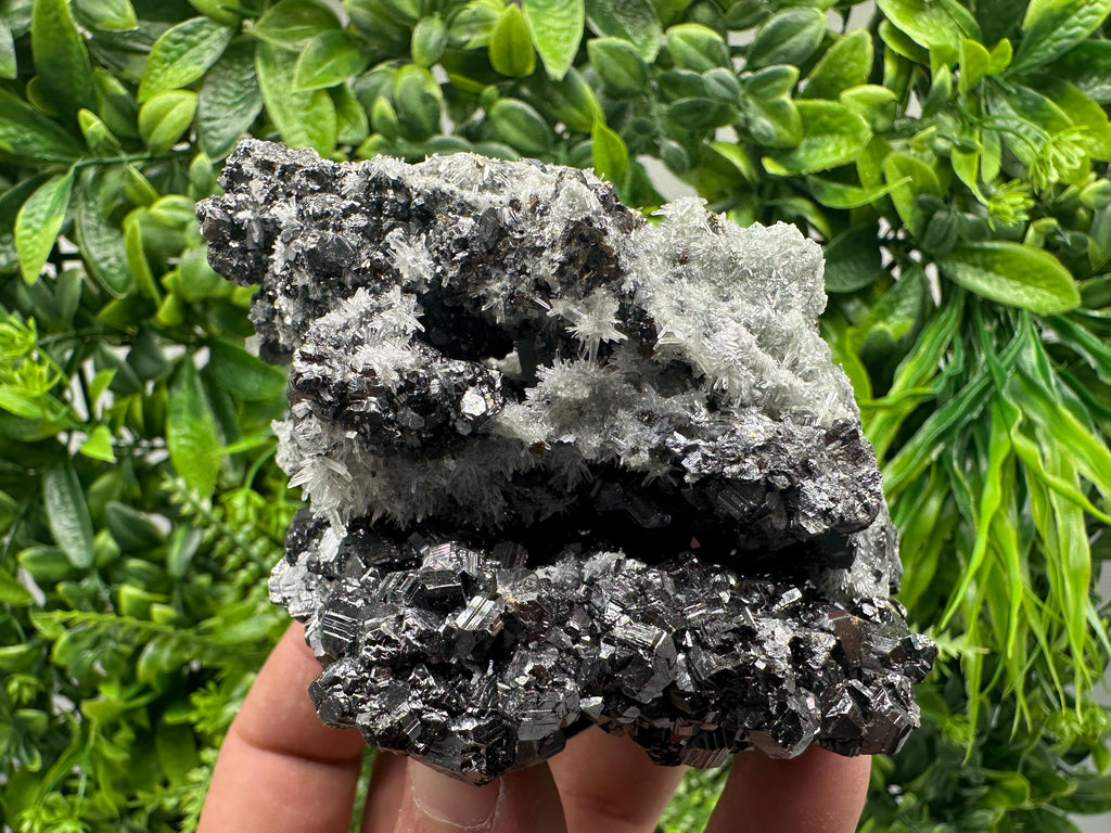 Sphalerite on Green Quartz, Borieva Mine Mineral Specimen