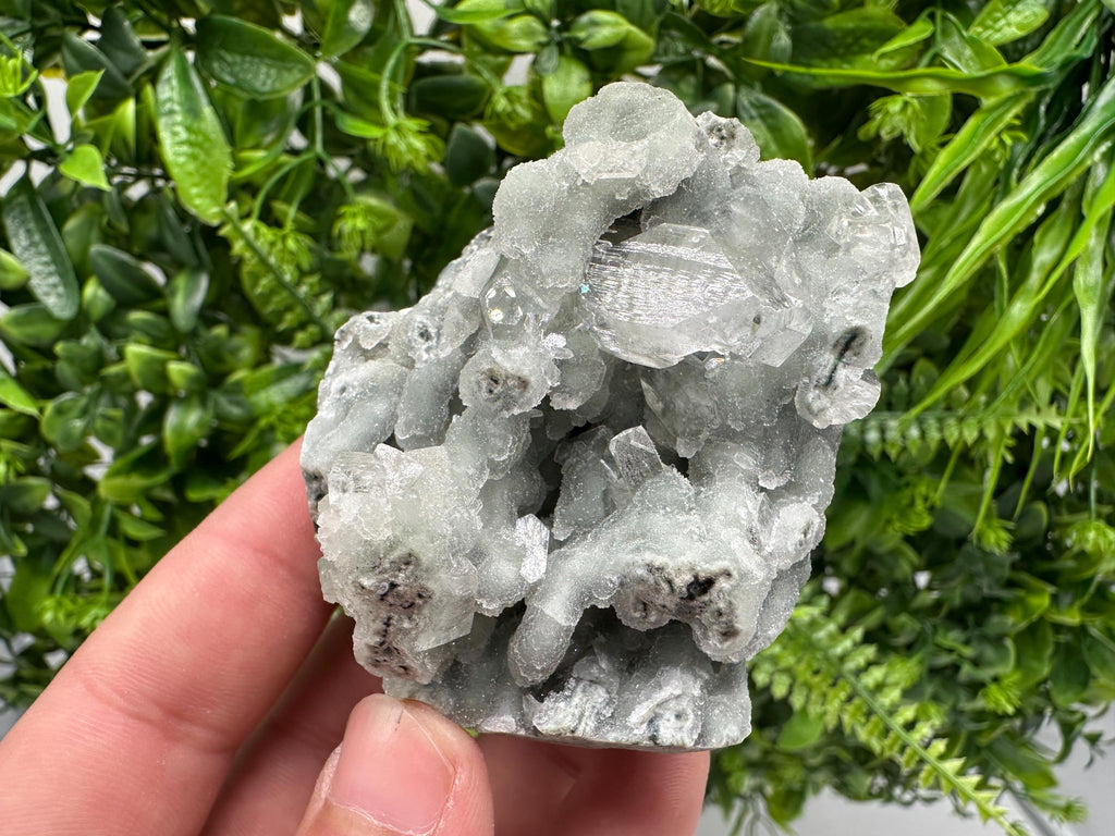 Transparent Apophyllite on Chalcedony, Natural India Mineral Specimen
