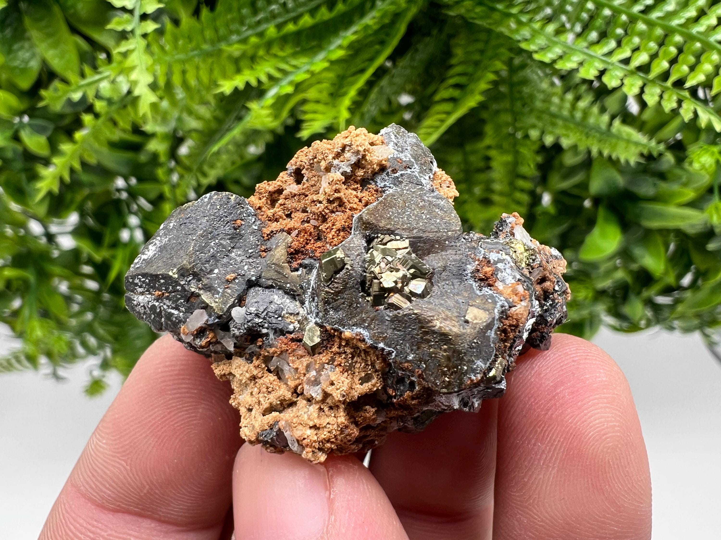 Chalcopyrite with Hematite on Siderite, Bulgaria Mineral Specimen