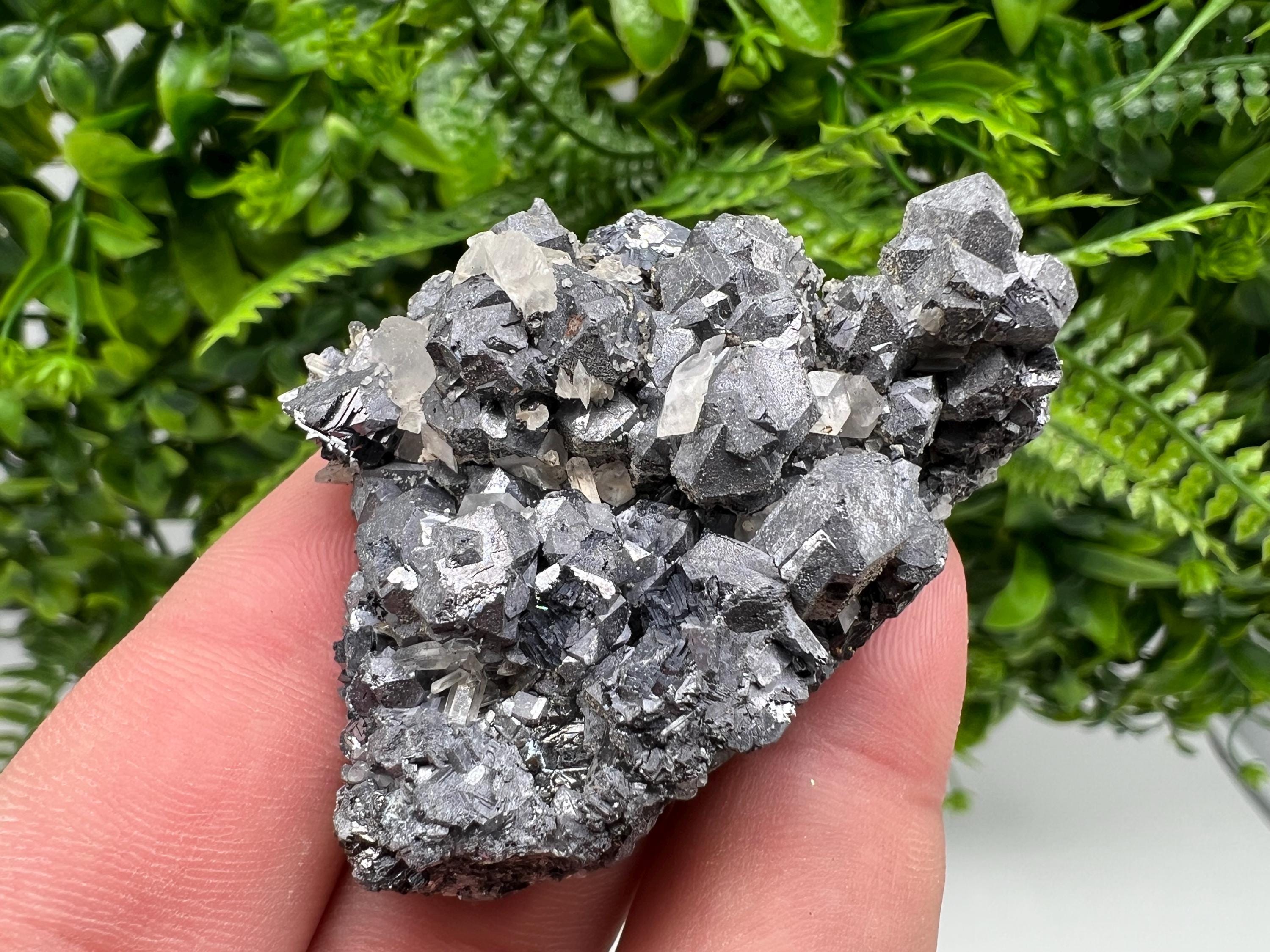 Galena Chalcopyrite Cluster on Calcite Quartz, Bulgaria Mineral Specimen