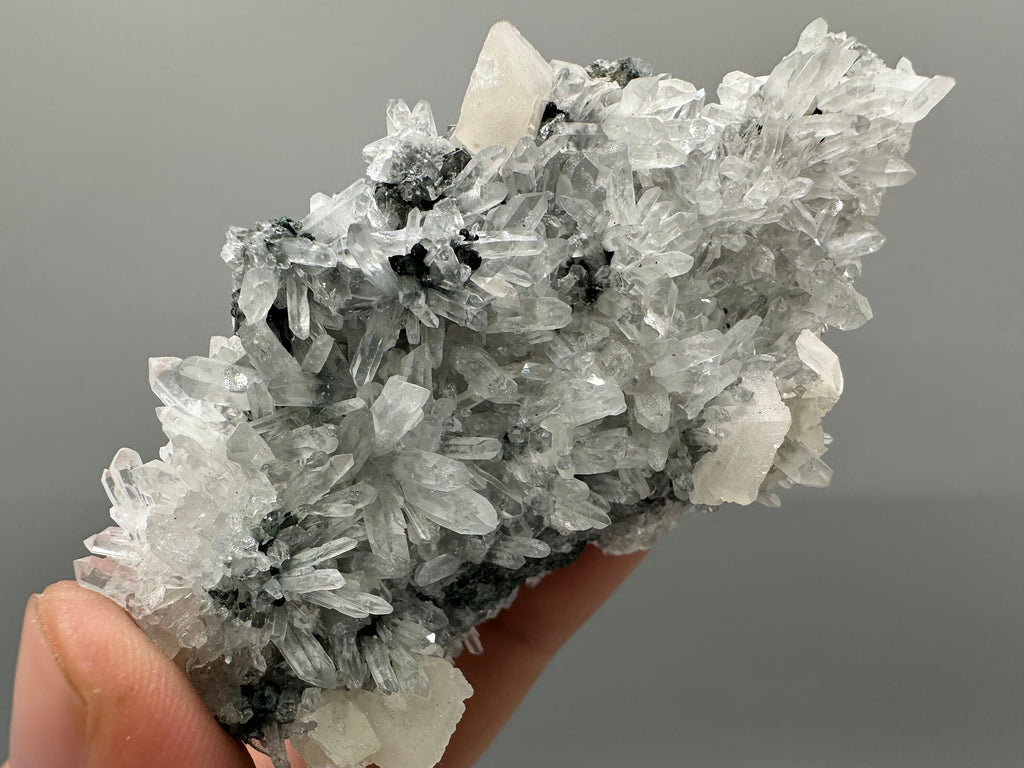 Calcite on Quartz with Chlorite: Natural Crystal Home Decor, Borieva Mine