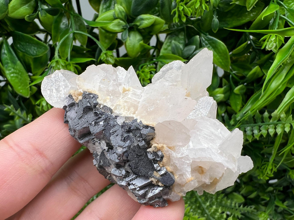 Calcite on Spinel Galena: Bulgarian Mineral Specimen, Home Decor Stone