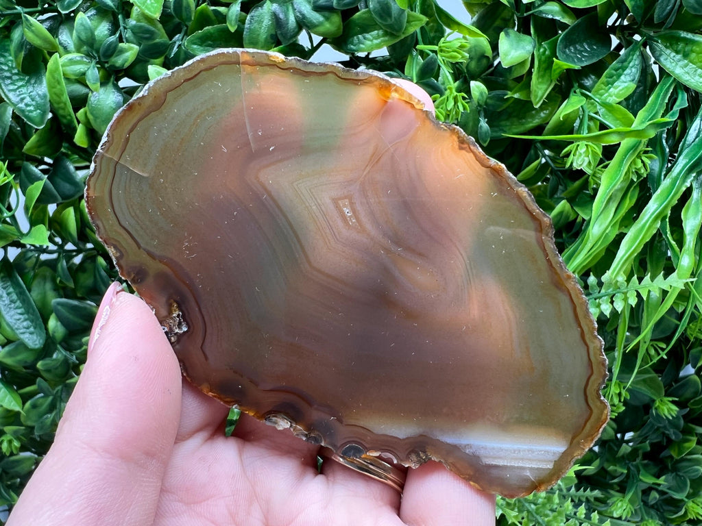 Large Agate Slice: Polished Quartz Crystal Healing Stone, Coaster Ornament