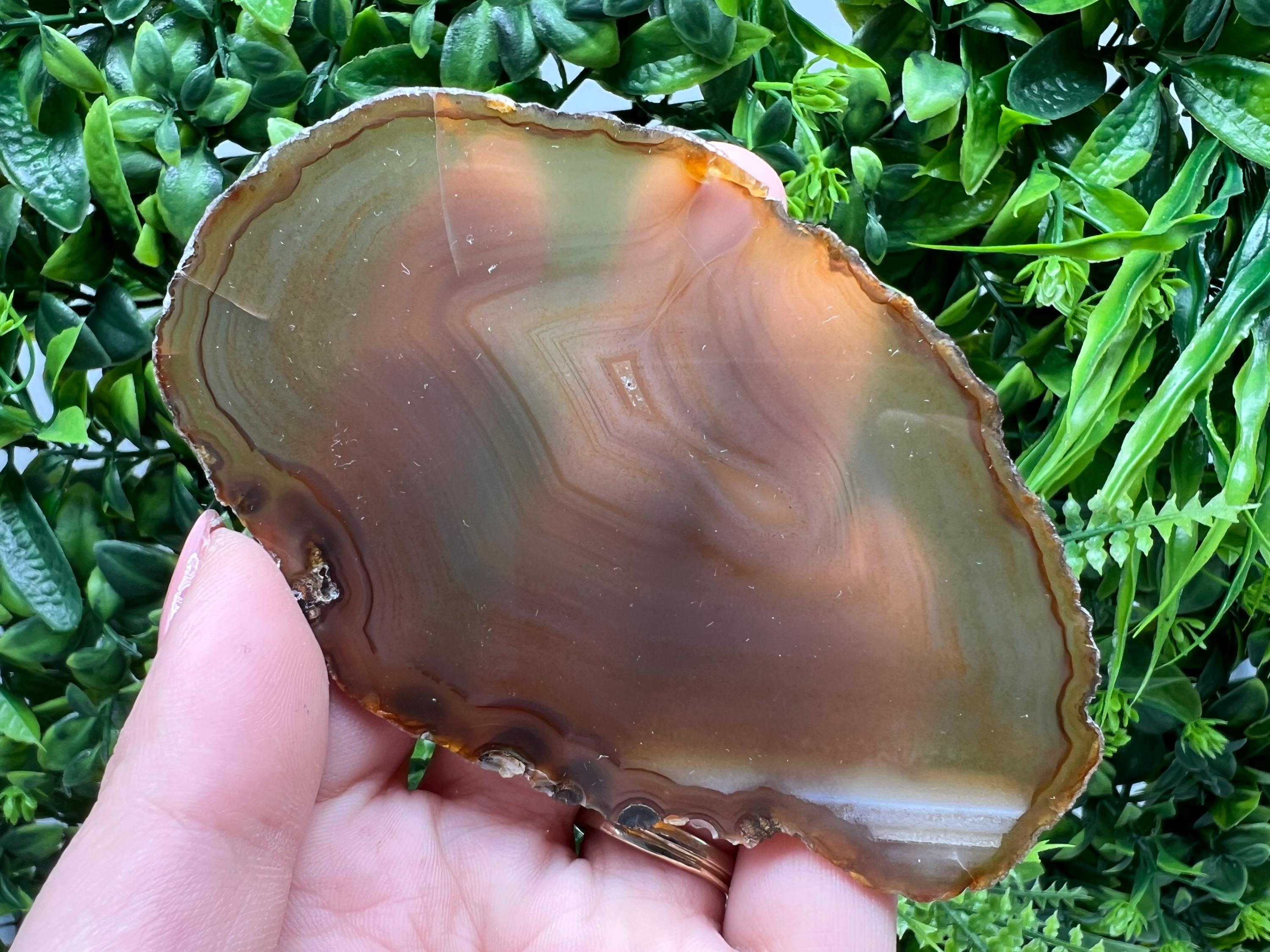 Large Agate Slice: Polished Quartz Crystal Healing Stone, Coaster Ornament