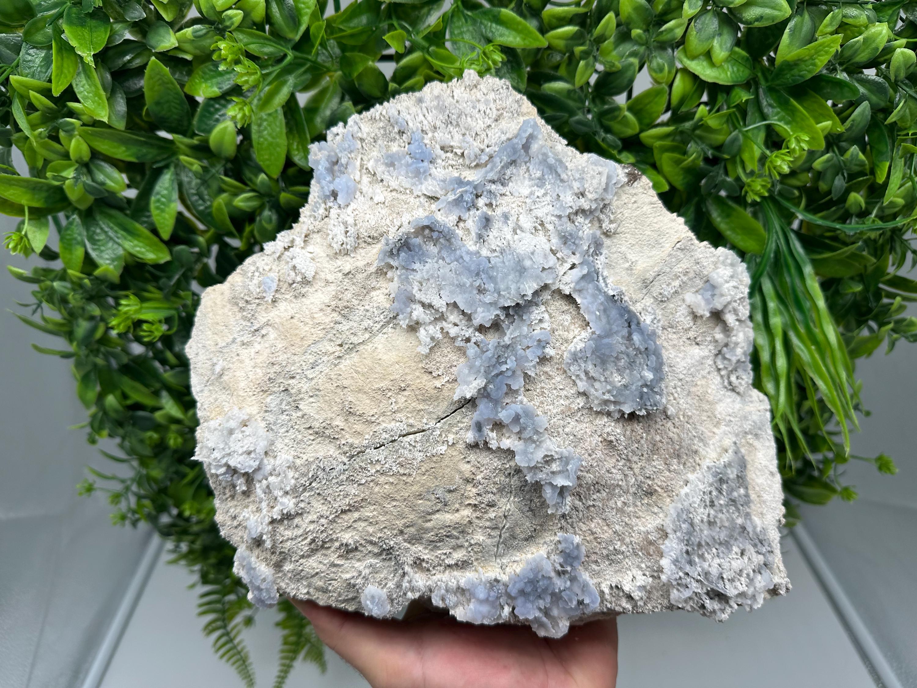 Rare Light Blue Chalcedony Specimen: Bulgarian Mineral Collection, Home Decor Stone