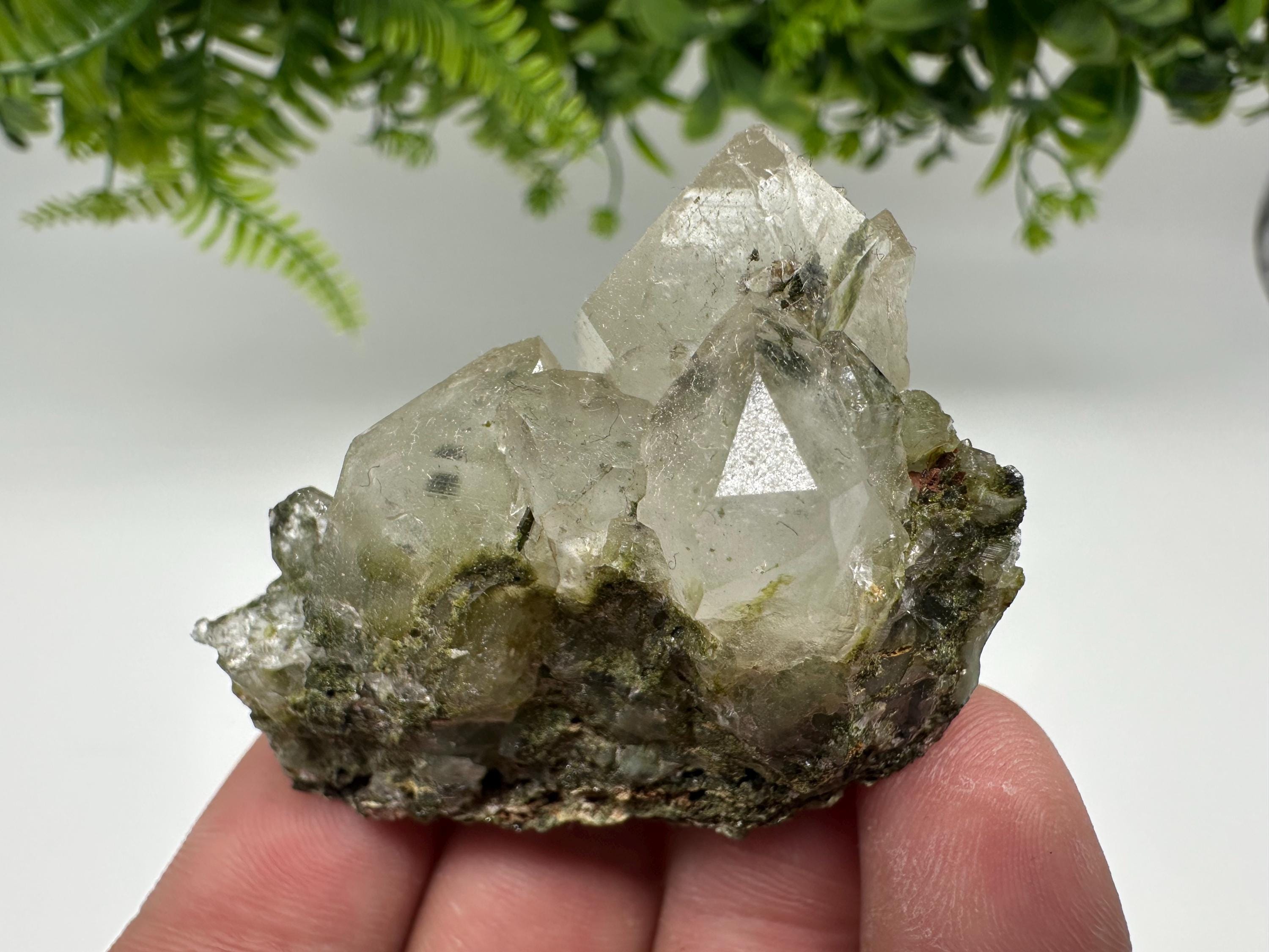 Rare Green Epidote Quartz Crystal Cluster - Eastern Anatolian Turkey