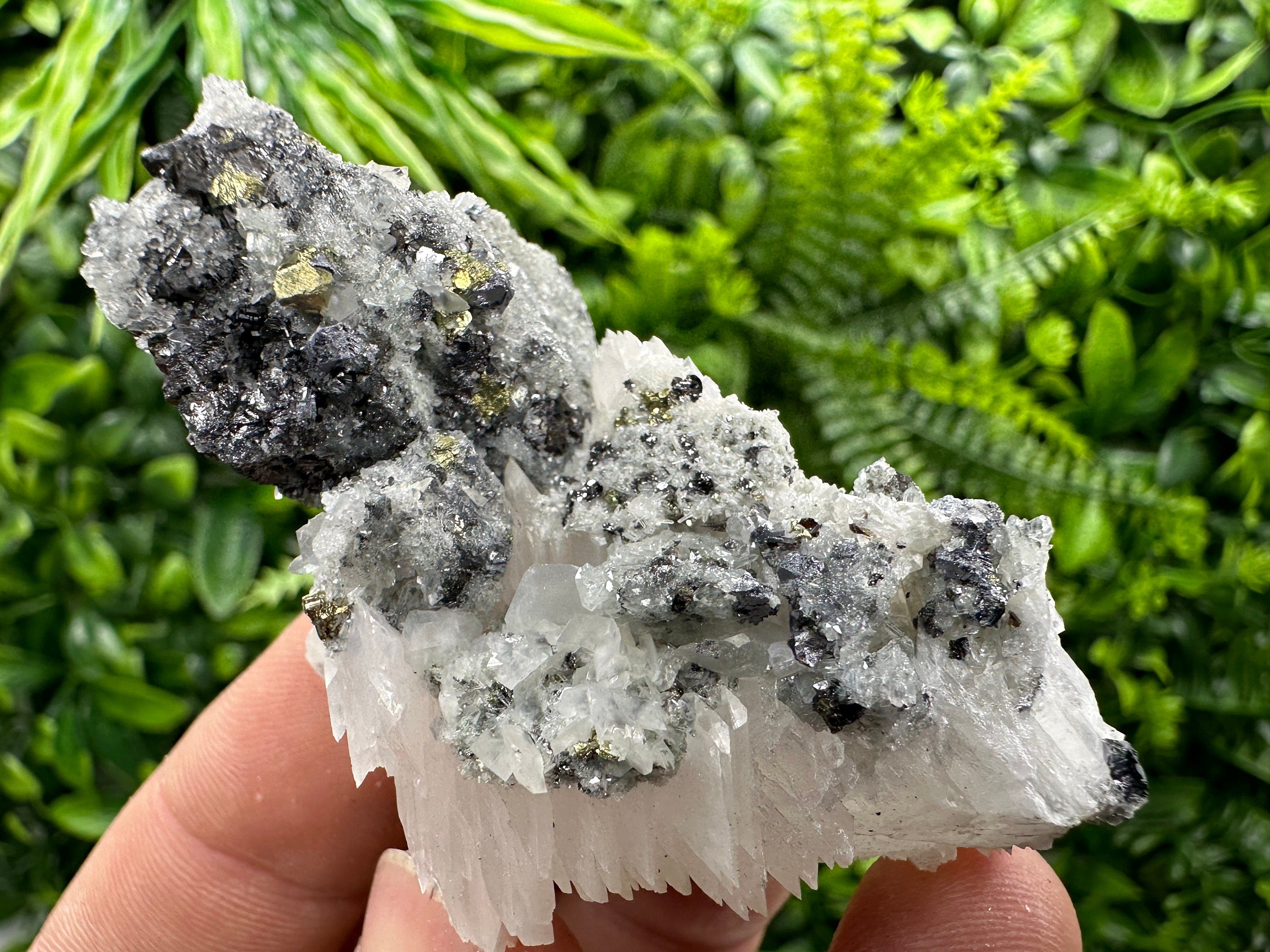 Chalcopyrite Galena Sphalerite on Quartz: Natural Mineral Decor