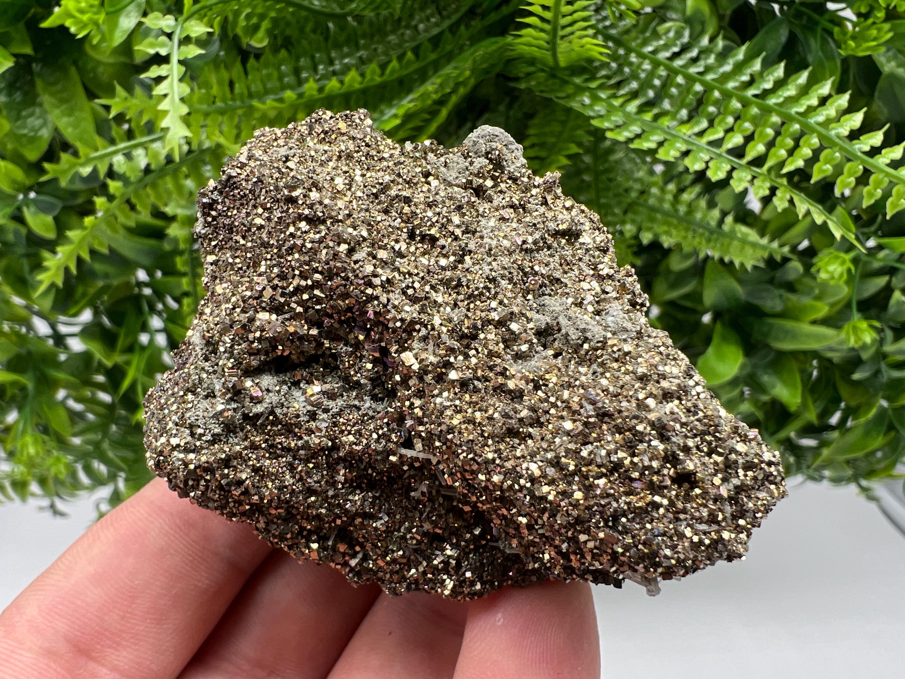 Pyrite on Green Quartz Specimen, Borieva Bulgaria Mineral Decor